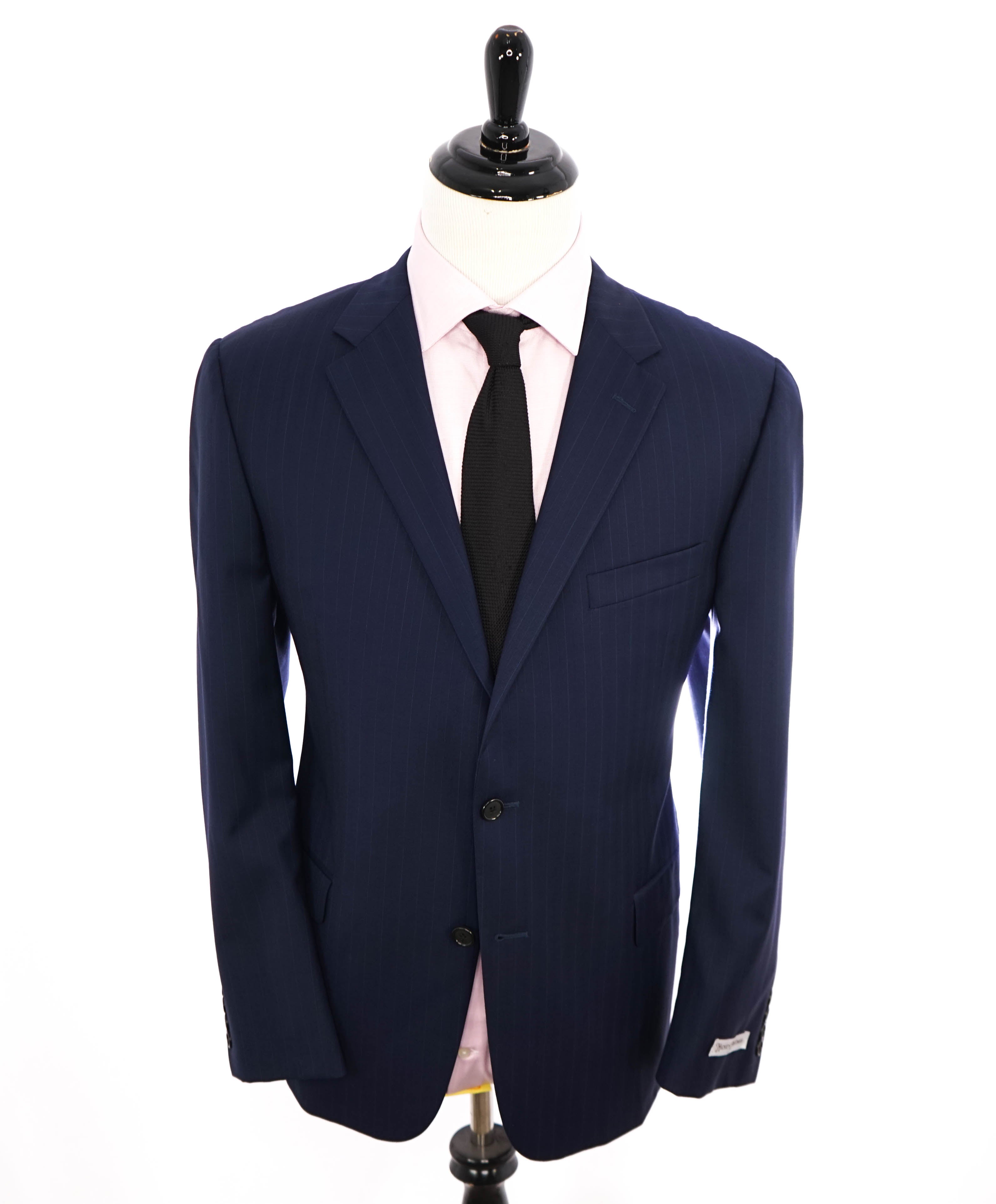 HICKEY FREEMAN - Blue on Blue Pencil Stripe Wool "Milburn ii" Suit USA - 44R