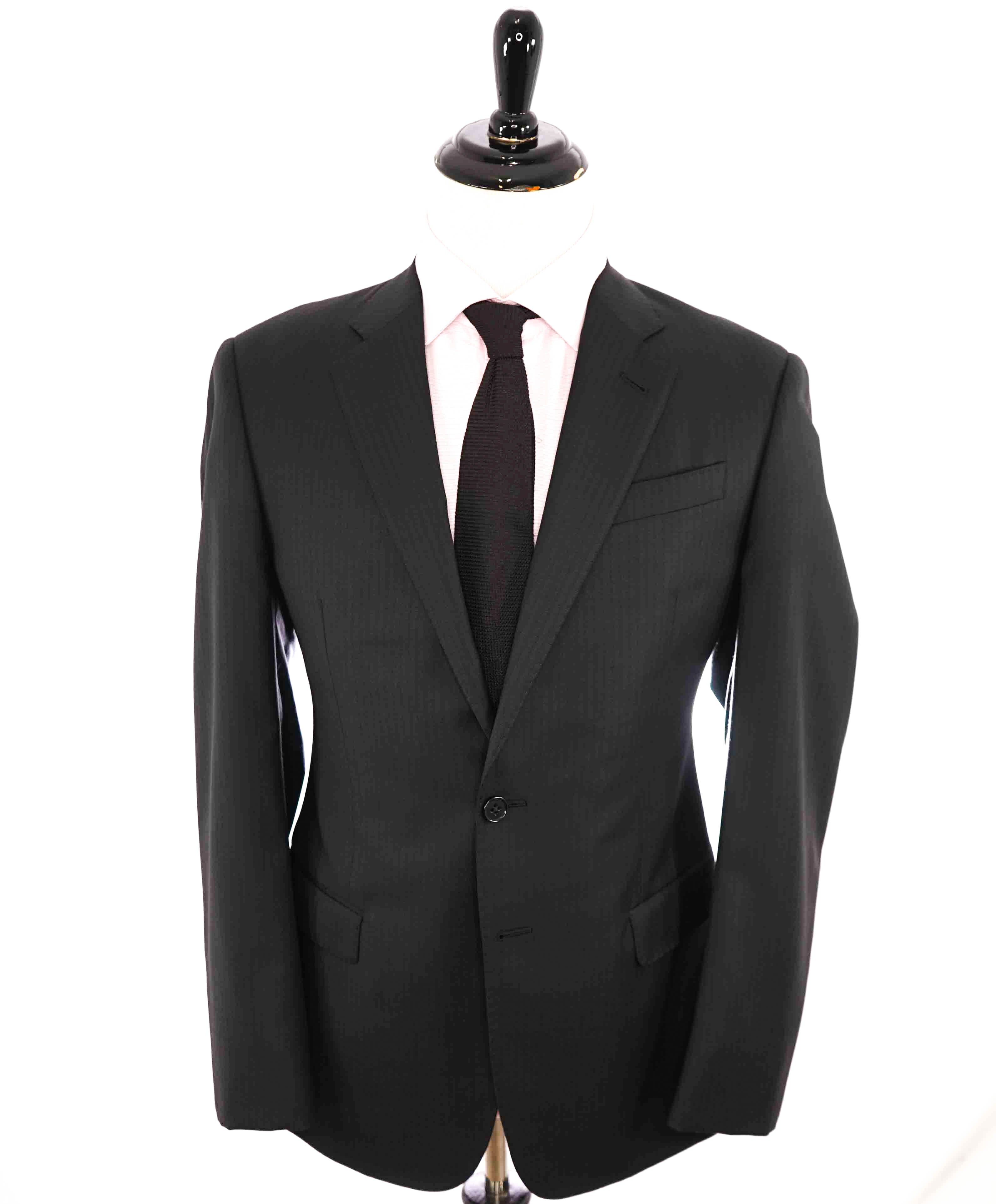 $2,995 GIORGIO ARMANI - “SOFT” Textured Royal Oxford Weave Black Blazer - 40R