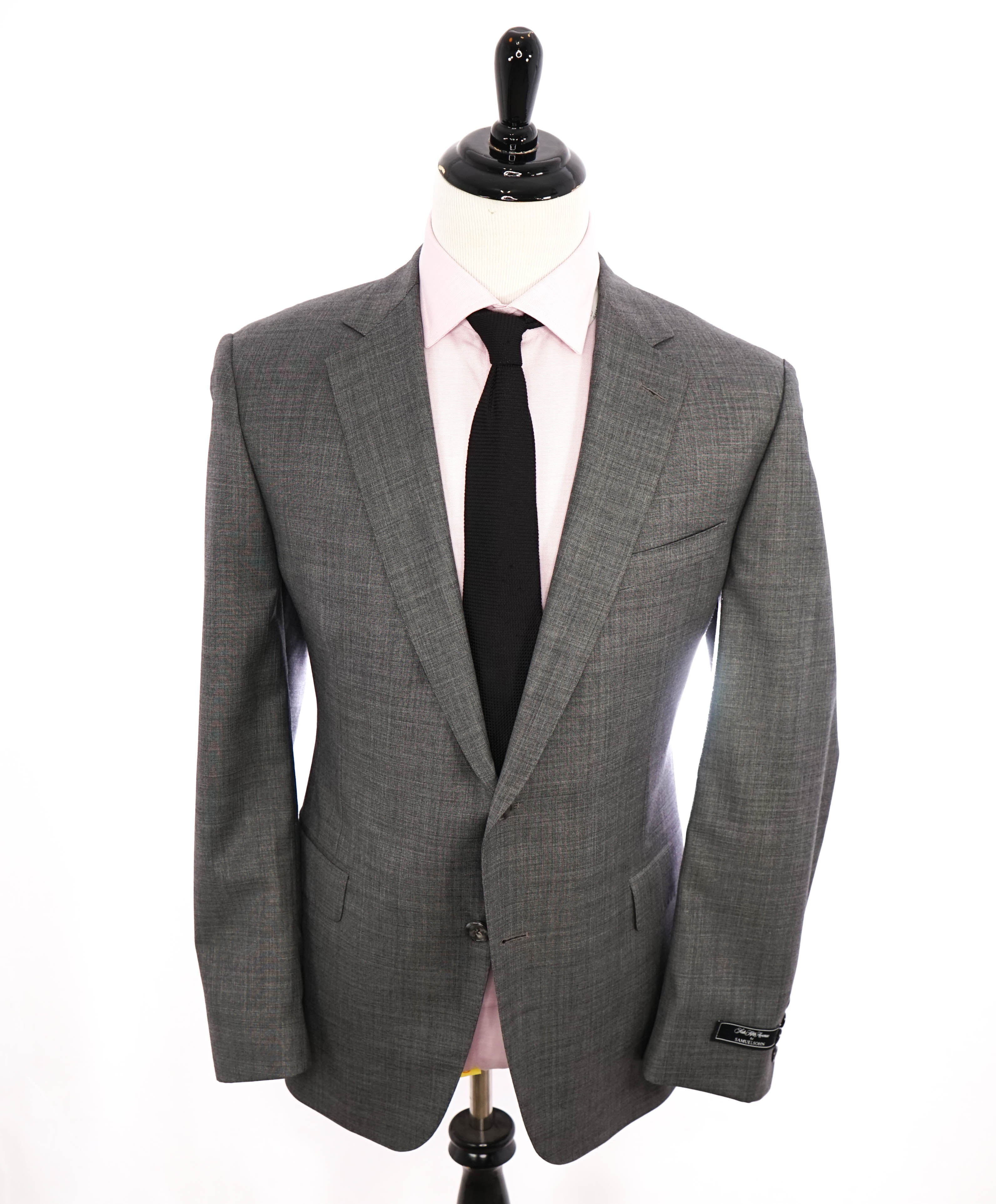 SAMUELSOHN - "SB YARDLEY" Medium Gray Super 120's Solid Suit - 44R