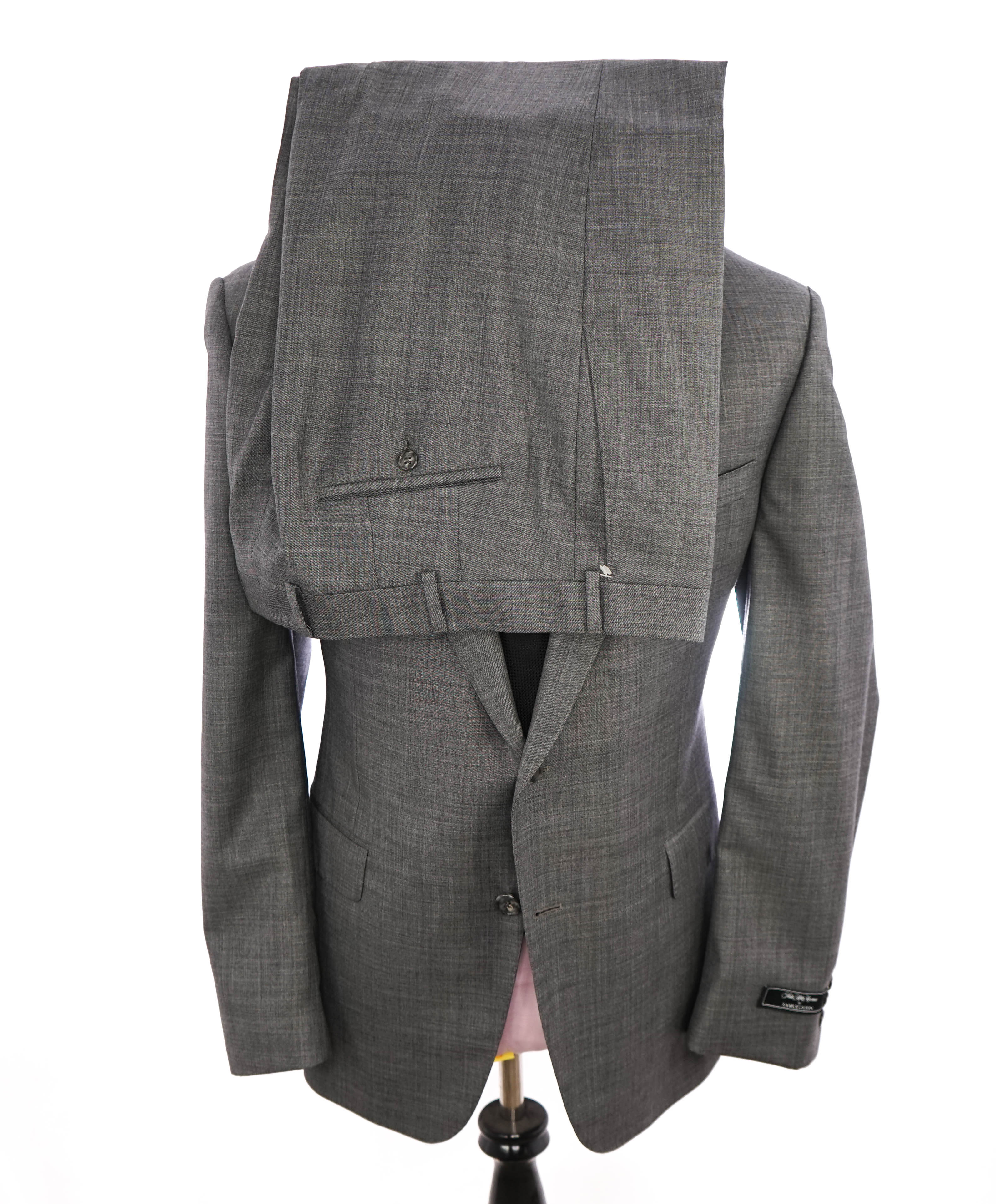 SAMUELSOHN - "SB YARDLEY" Medium Gray Super 120's Solid Suit - 44R