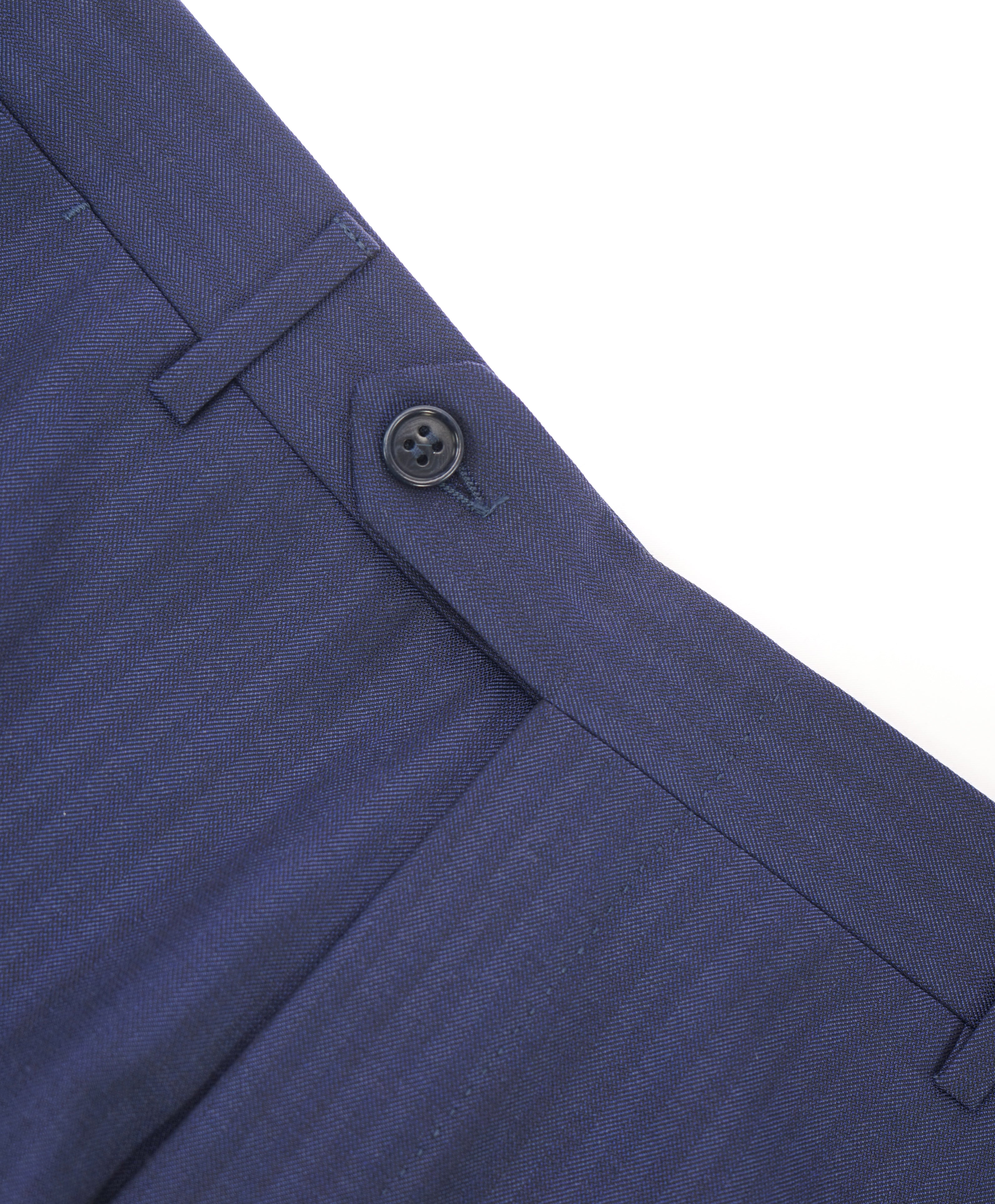 CANALI - Royal Blue Herringbone Flat Front Dress Pants - 37W