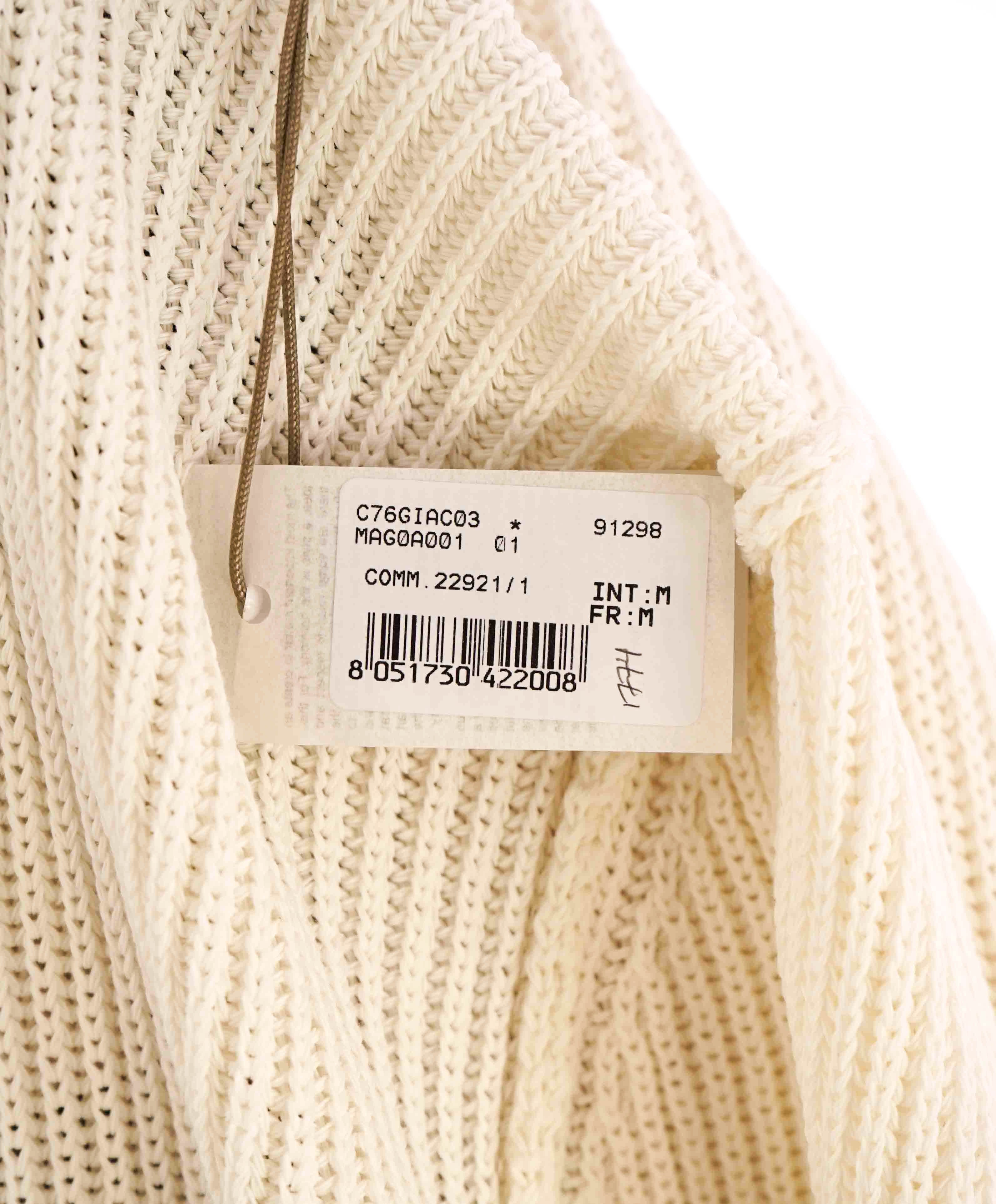 $795 ELEVENTY - Double Breasted White Knit  Sweater Jacket Blazer - Medium