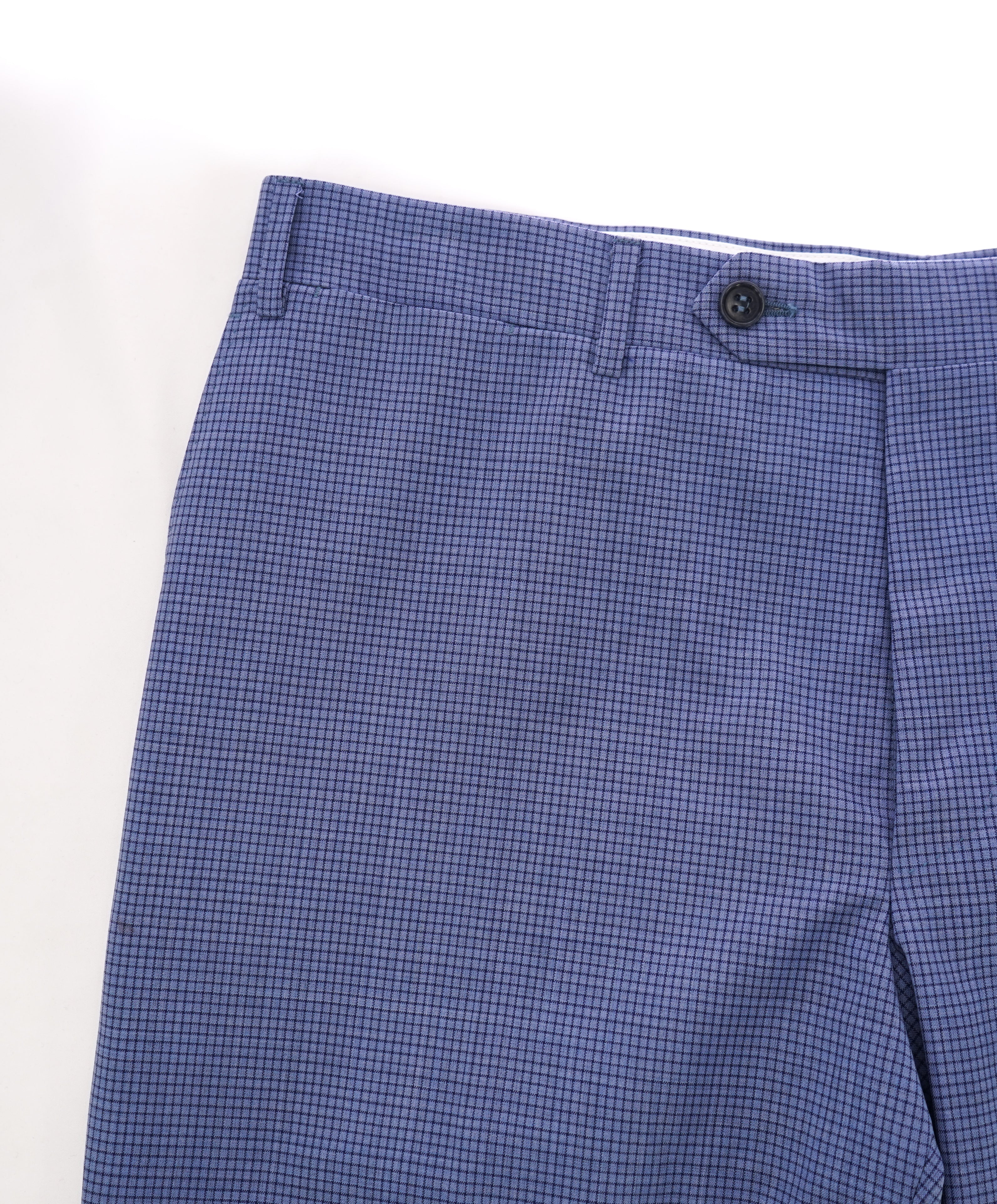 CANALI - Light Blue Summer Check Plaid Wool Flat Front Dress Pants - 33W