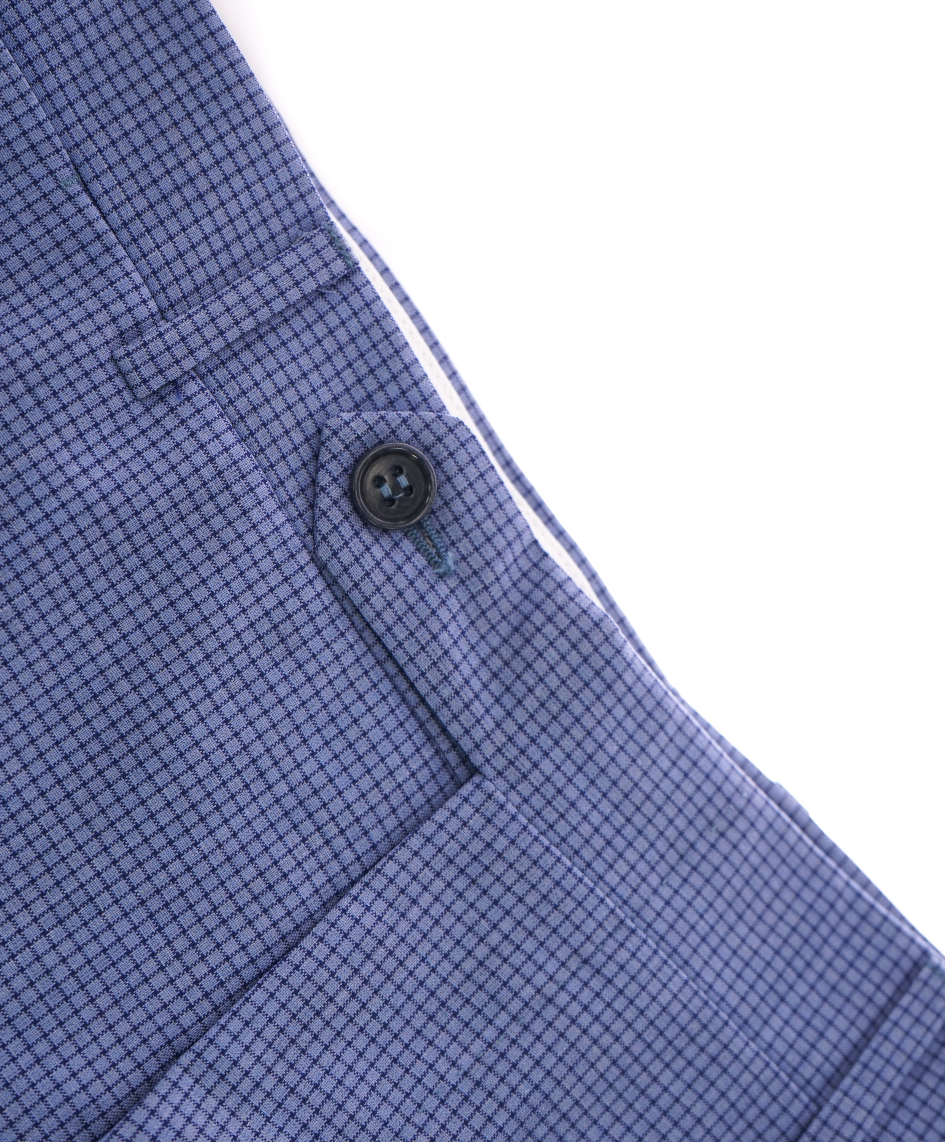 CANALI - Light Blue Summer Check Plaid Wool Flat Front Dress Pants - 33W