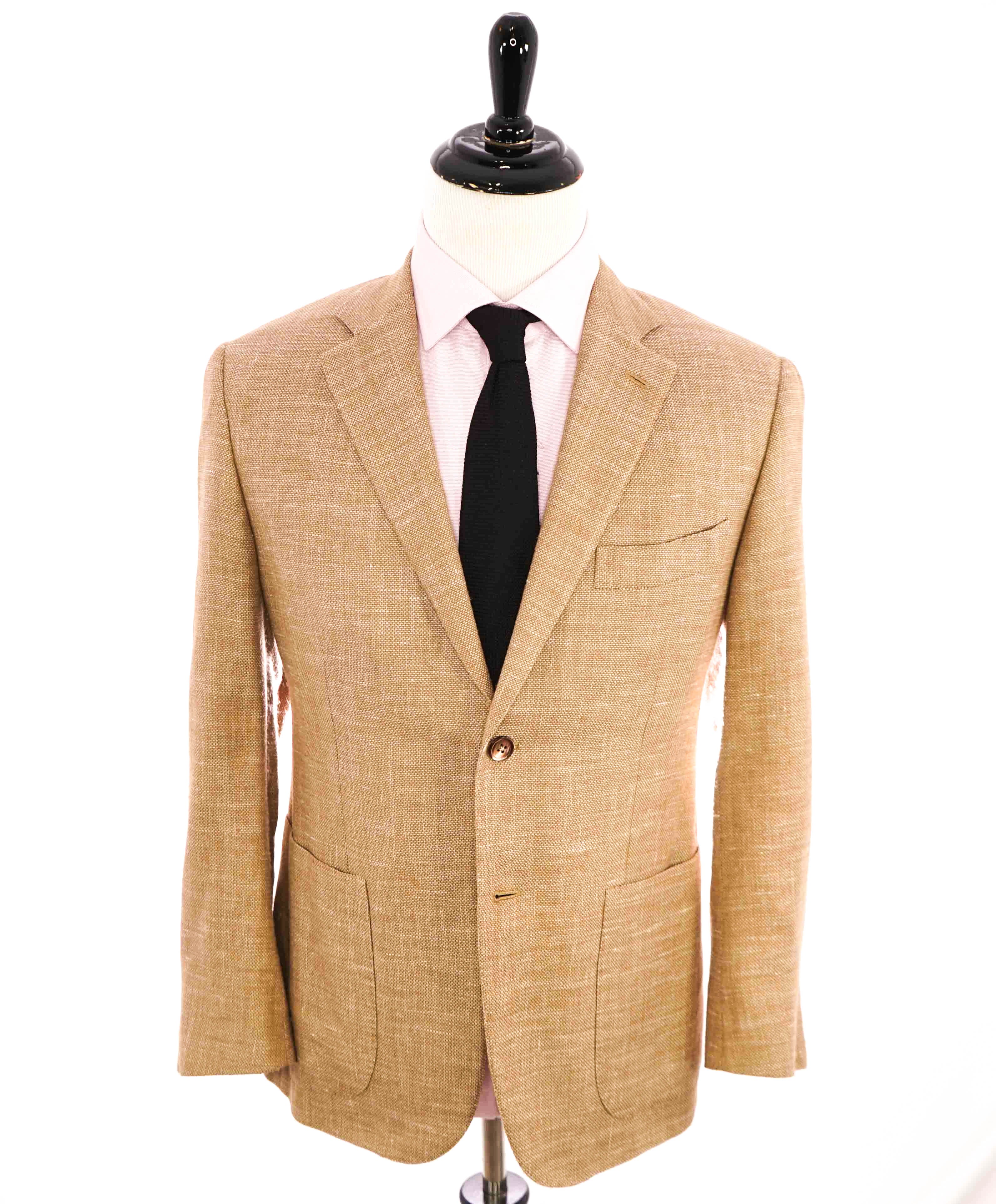 $2,995 ISAIA - *1 Of 1*  "AQUASPIDER S" Camel Wool/Silk/Linn/Cashmere Blazer- 44R