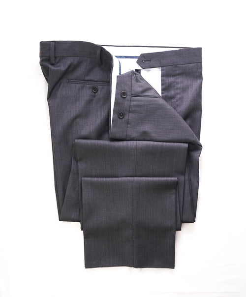 SAKS FIFTH AVE - Charcoal Wool & Silk MADE IN ITALY Flat Front Dress Pants - 34W