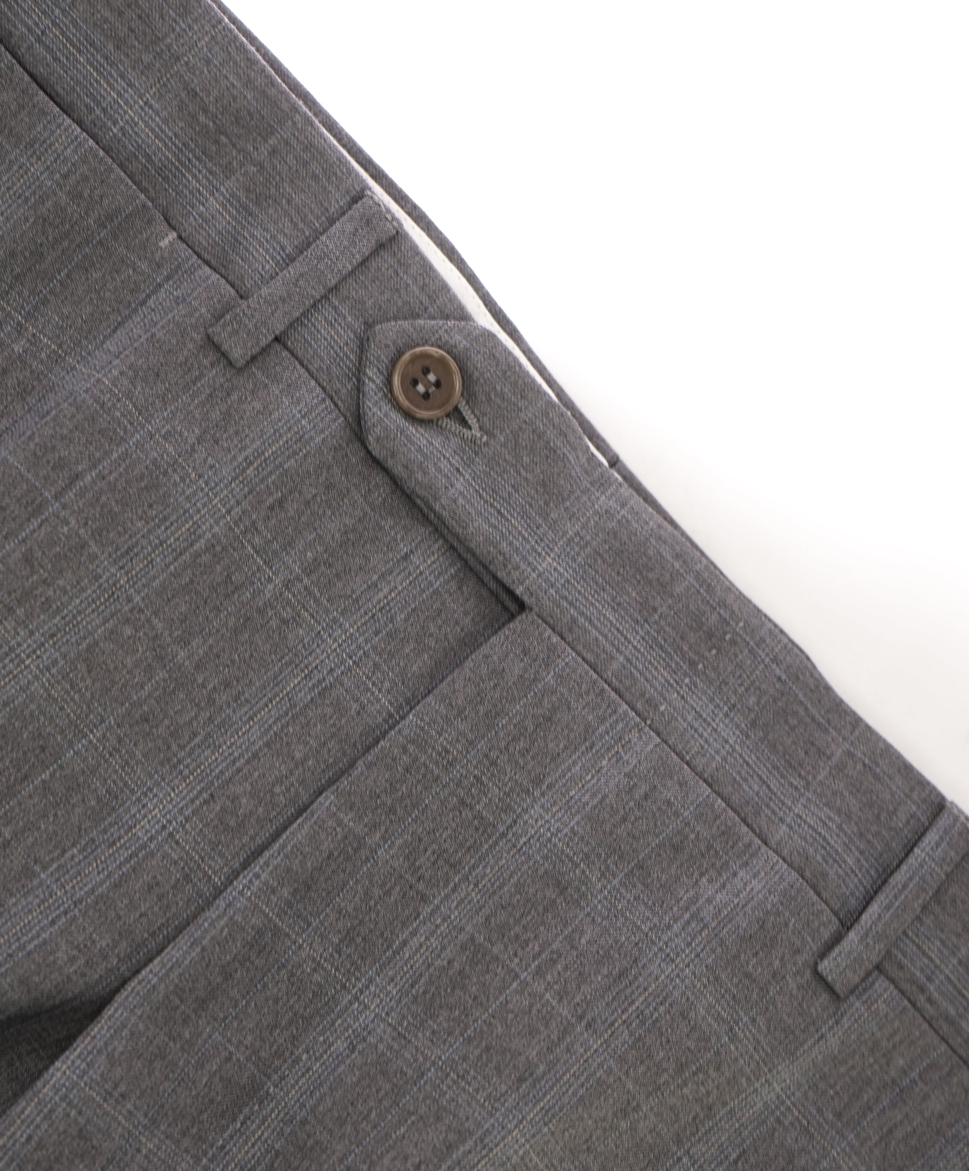 CANALI - Gray & Aqua Blue Plaid Check Flat Front Dress Pants - 36W