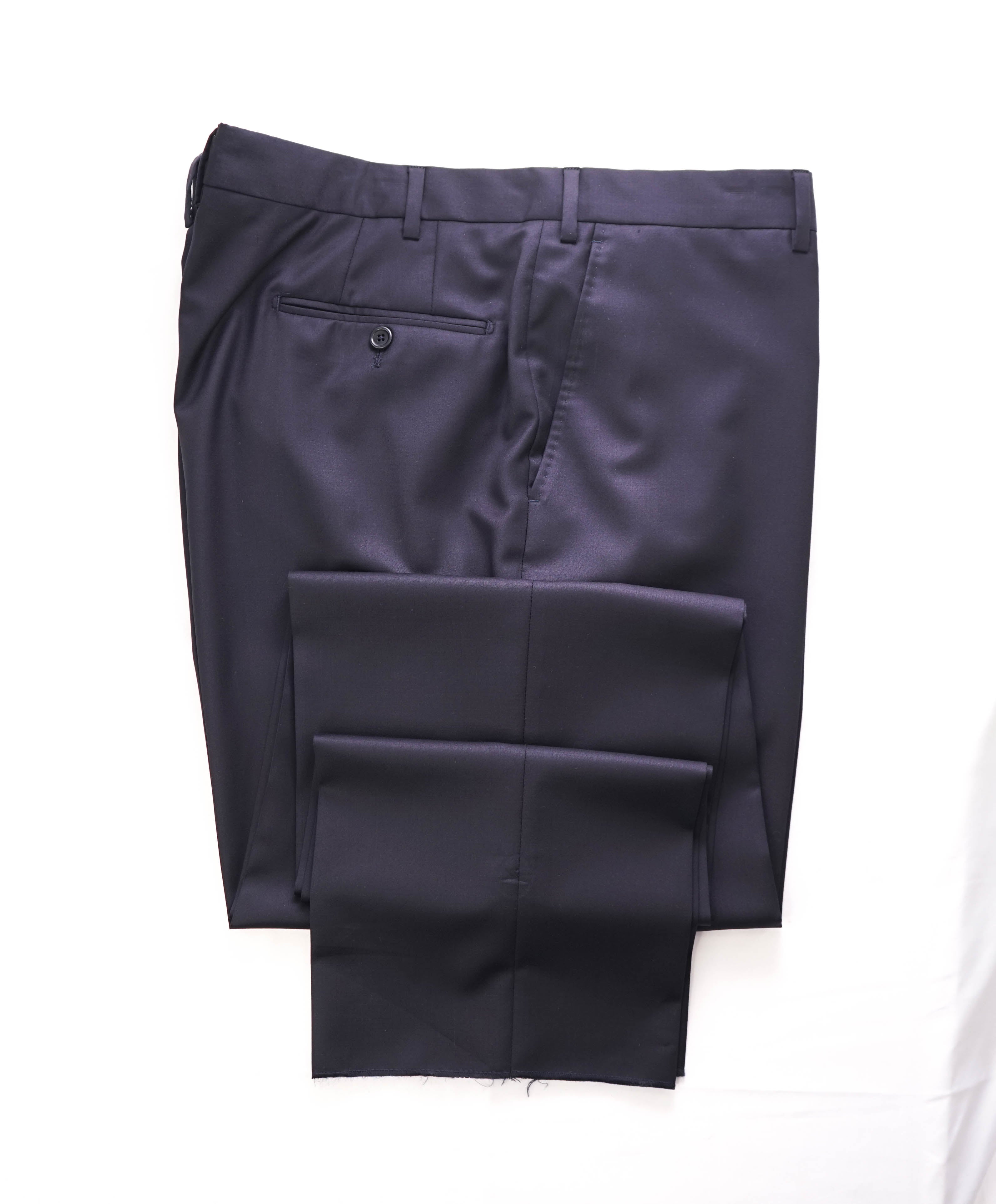 SAKS FIFTH AVE - Navy Wool & Silk MADE IN ITALY Flat Front Dress Pants- 42W