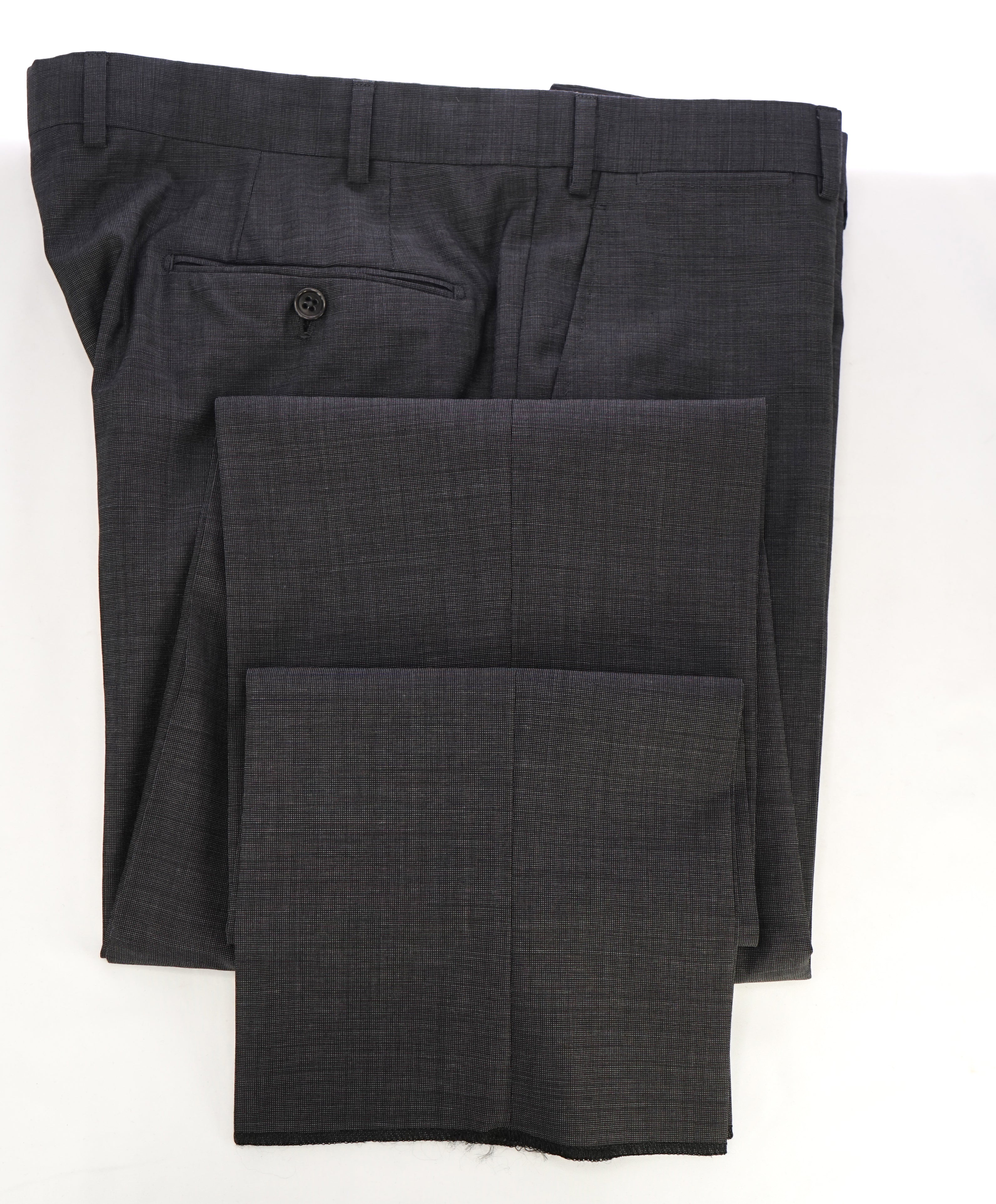 ARMANI COLLEZIONI - Gray Pindot Textured Flat Front Dress Pants - 37W