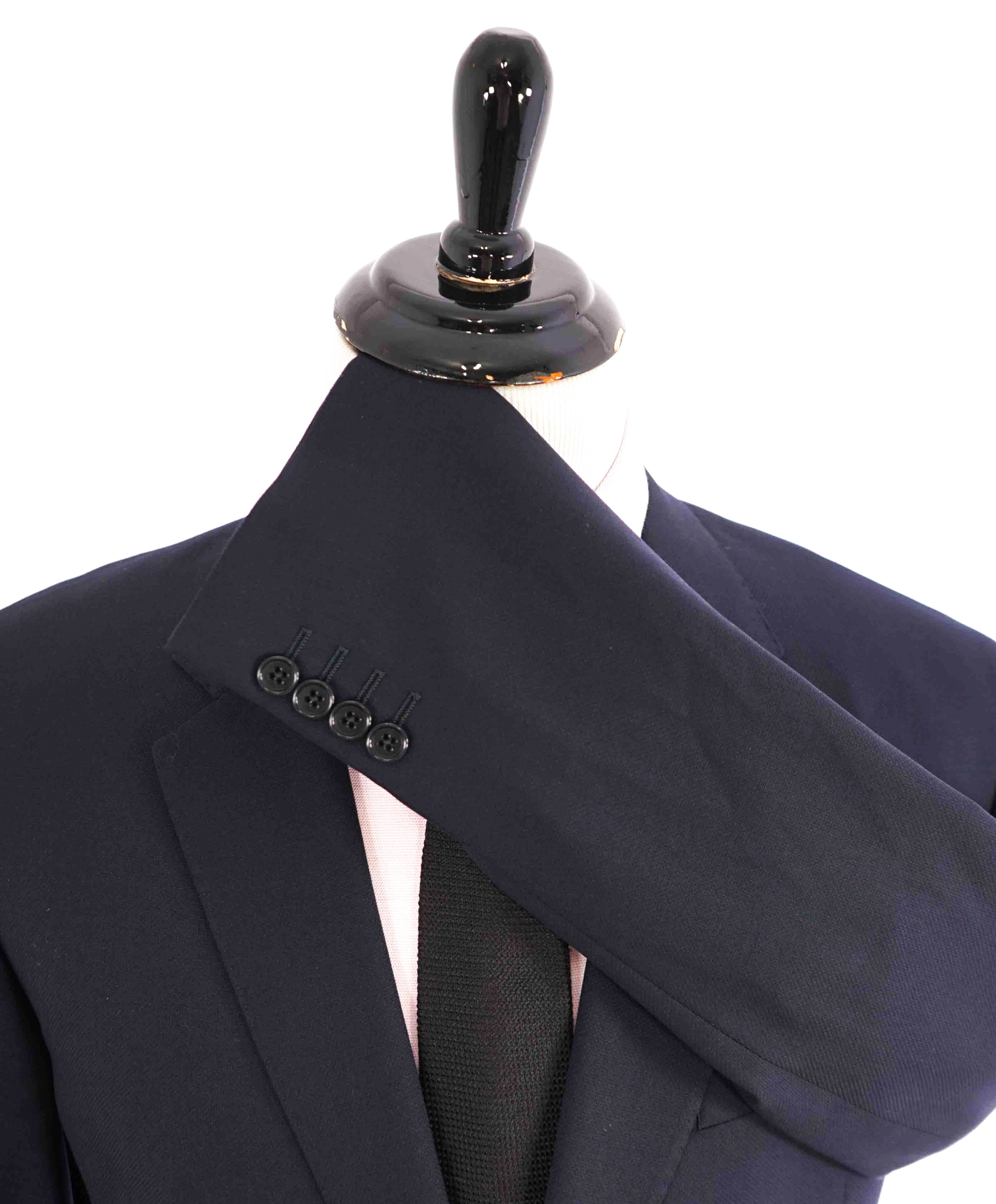 $1,495 ARMANI COLLEZIONI - "G Line"Navy Blue Textured Royal Weave Blazer- 46L