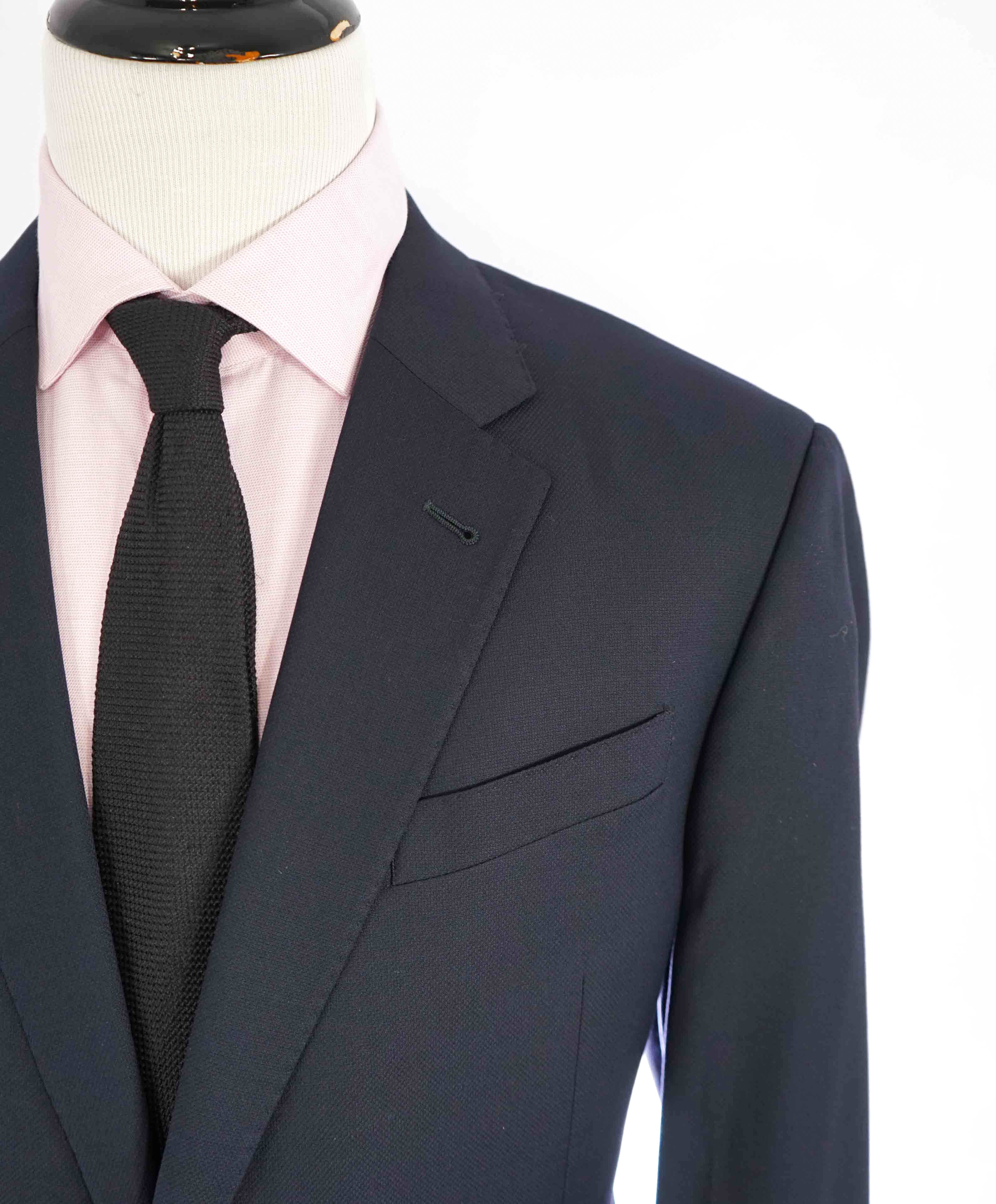 $1,495 ARMANI COLLEZIONI - "G Line"Navy Blue Textured Royal Weave Blazer- 46L