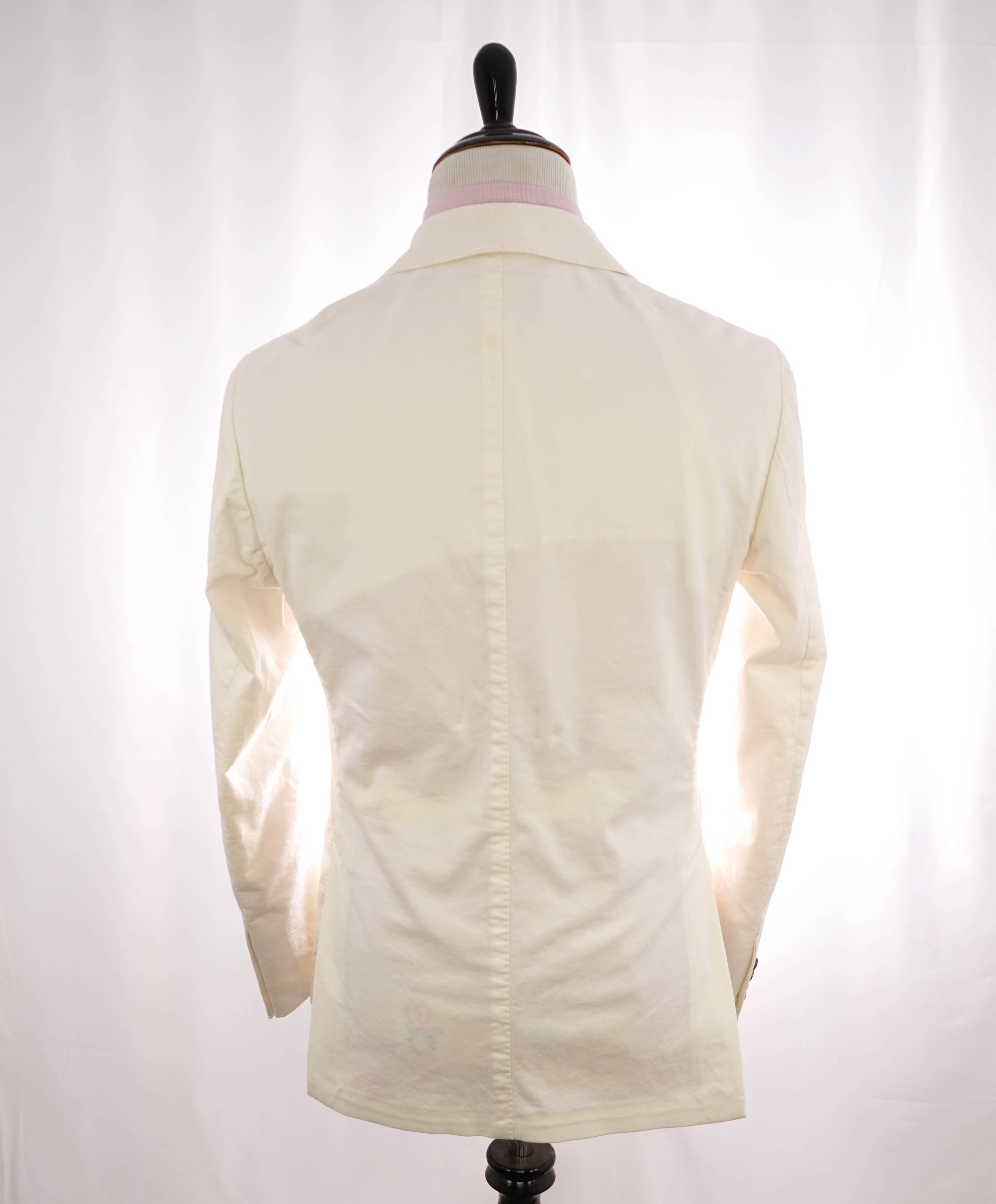 ELEVENTY - Double-Breasted Ivory COTTON / LINEN Gold Button Suit - 40R