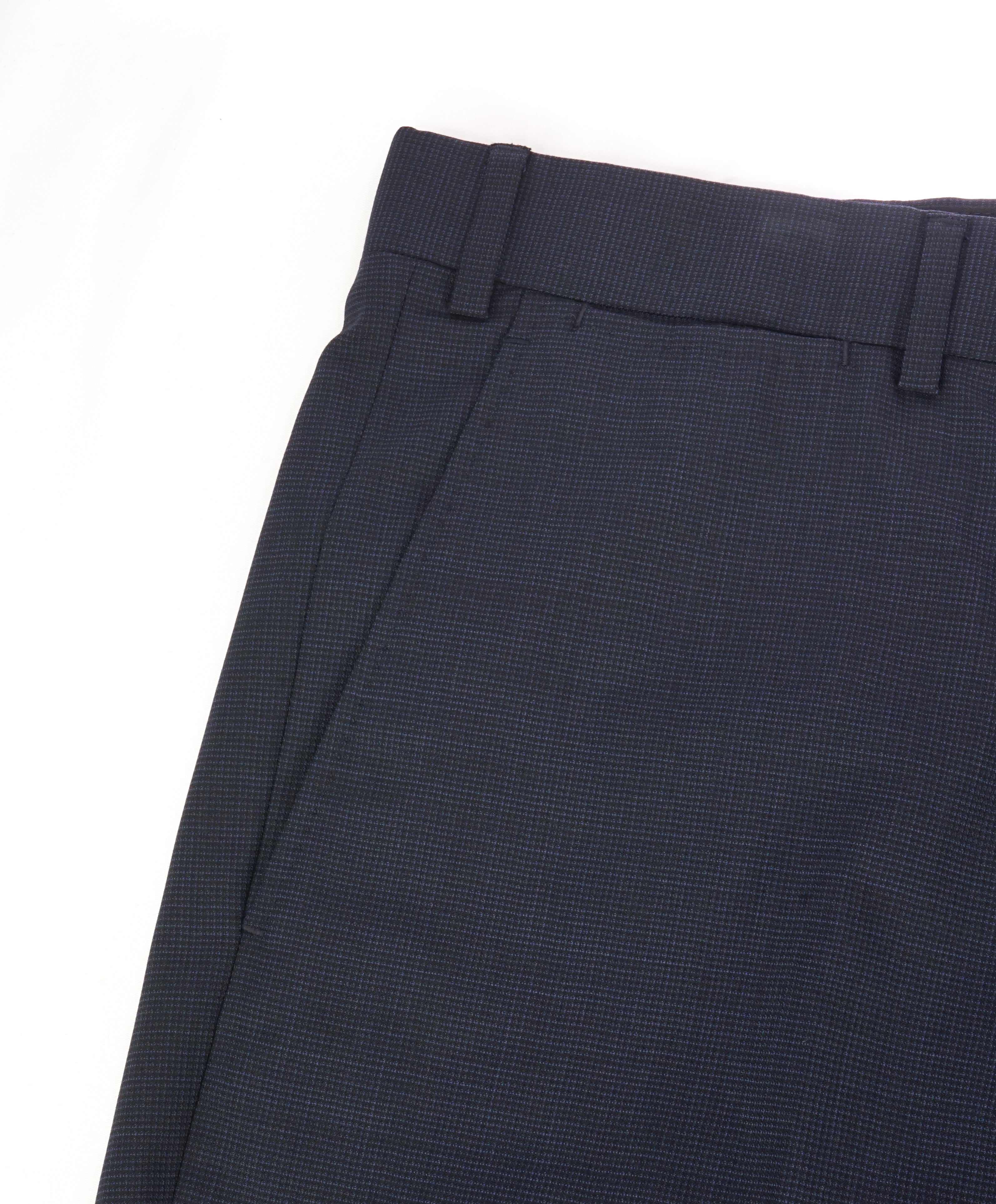 ARMANI COLLEZIONI - Tonal Micro Check Navy Flat Front Dress Pants - 38W