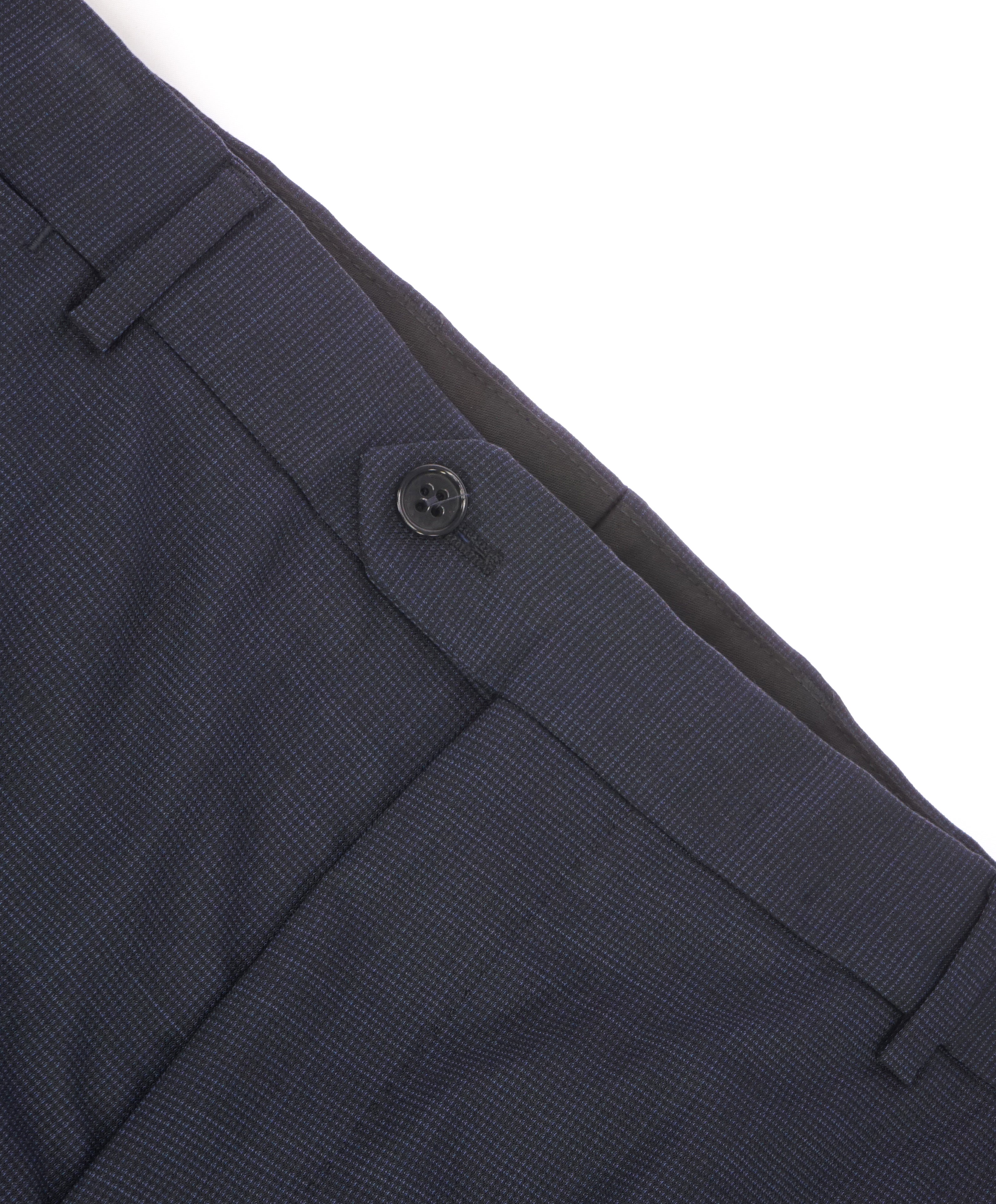 ARMANI COLLEZIONI - Tonal Micro Check Navy Flat Front Dress Pants - 38W