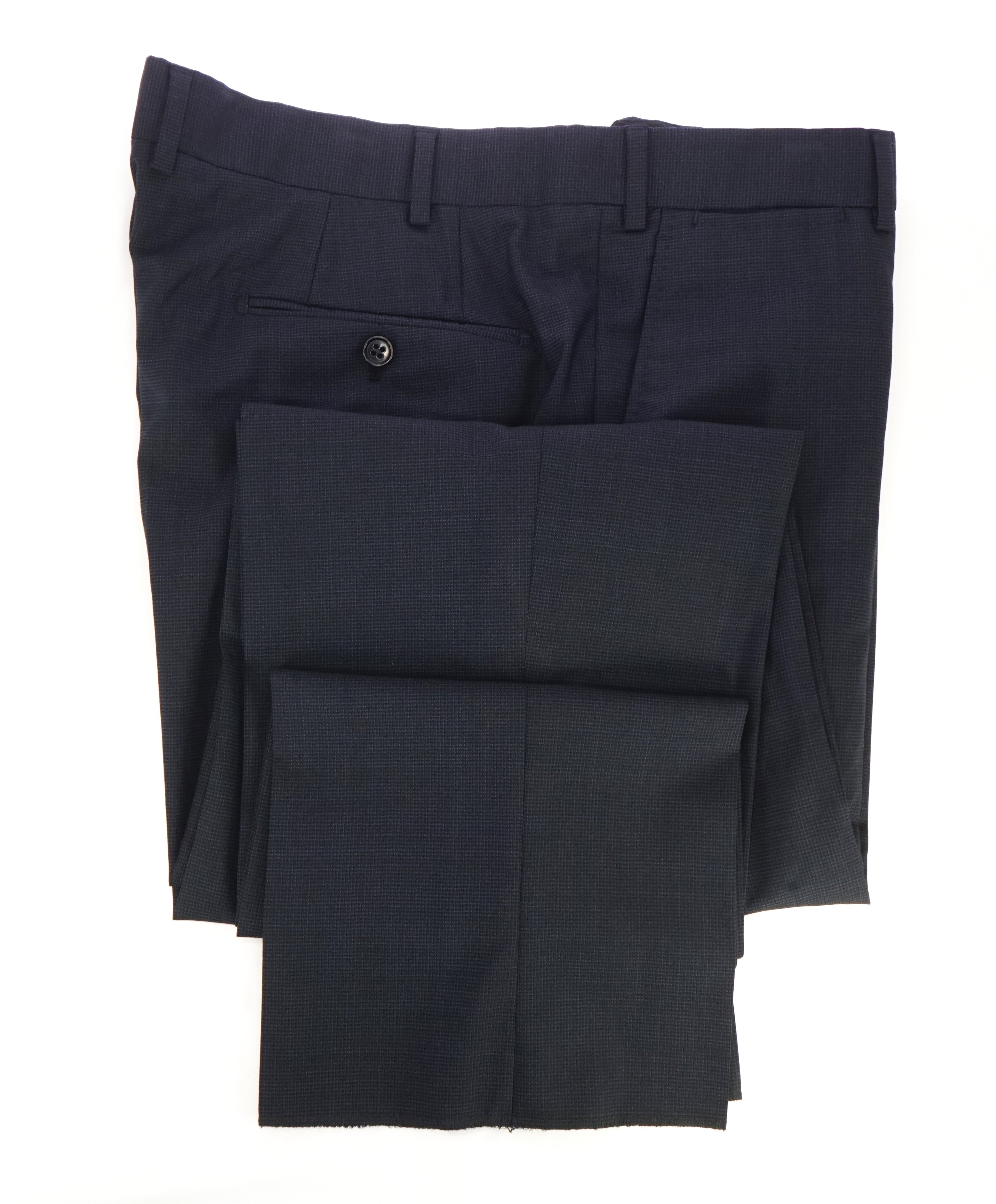 ARMANI COLLEZIONI - Tonal Micro Check Navy Flat Front Dress Pants - 38W