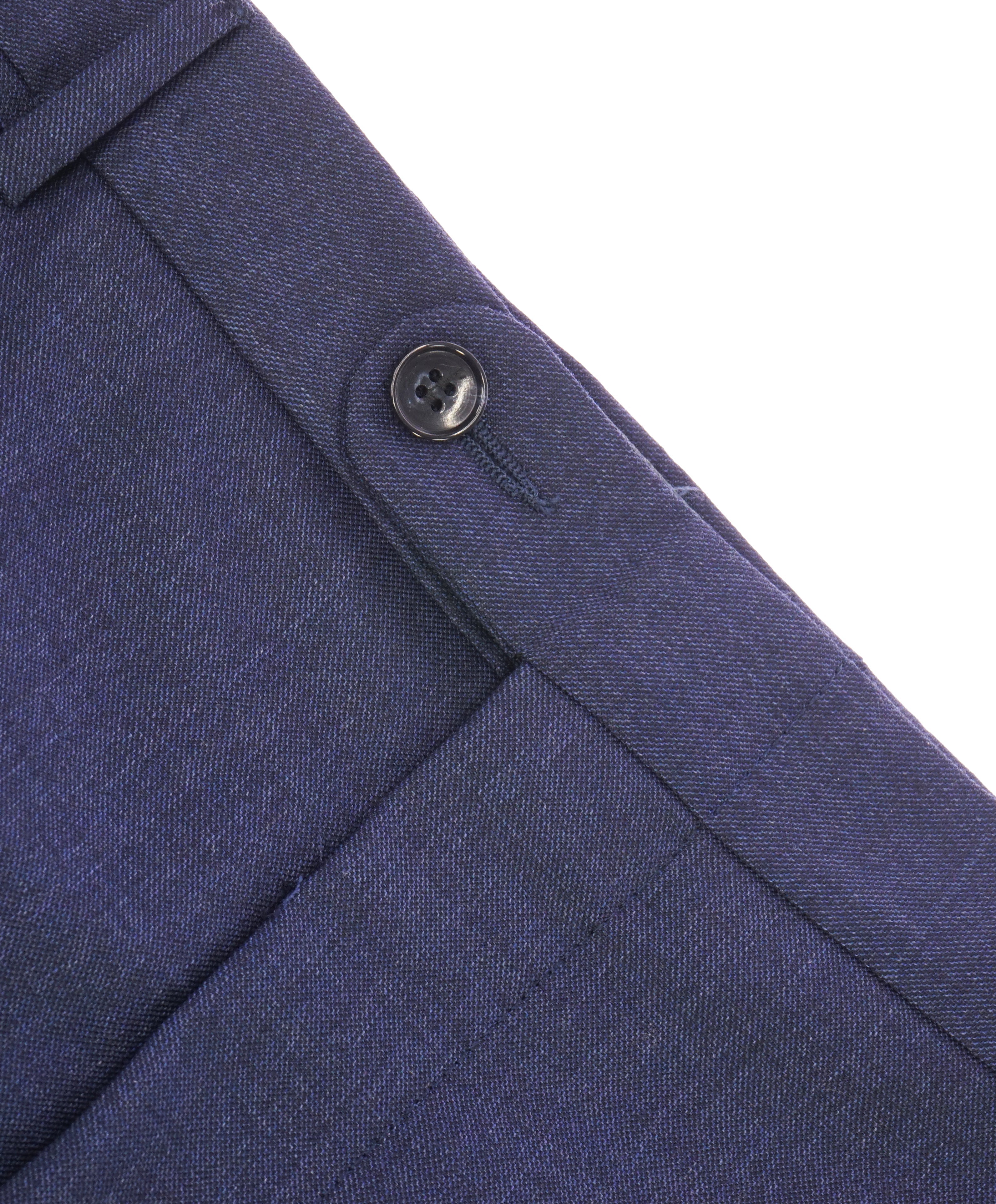 HICKEY FREEMAN - Deep Blue Textured Wool Flat Front Dress Pants - 34W