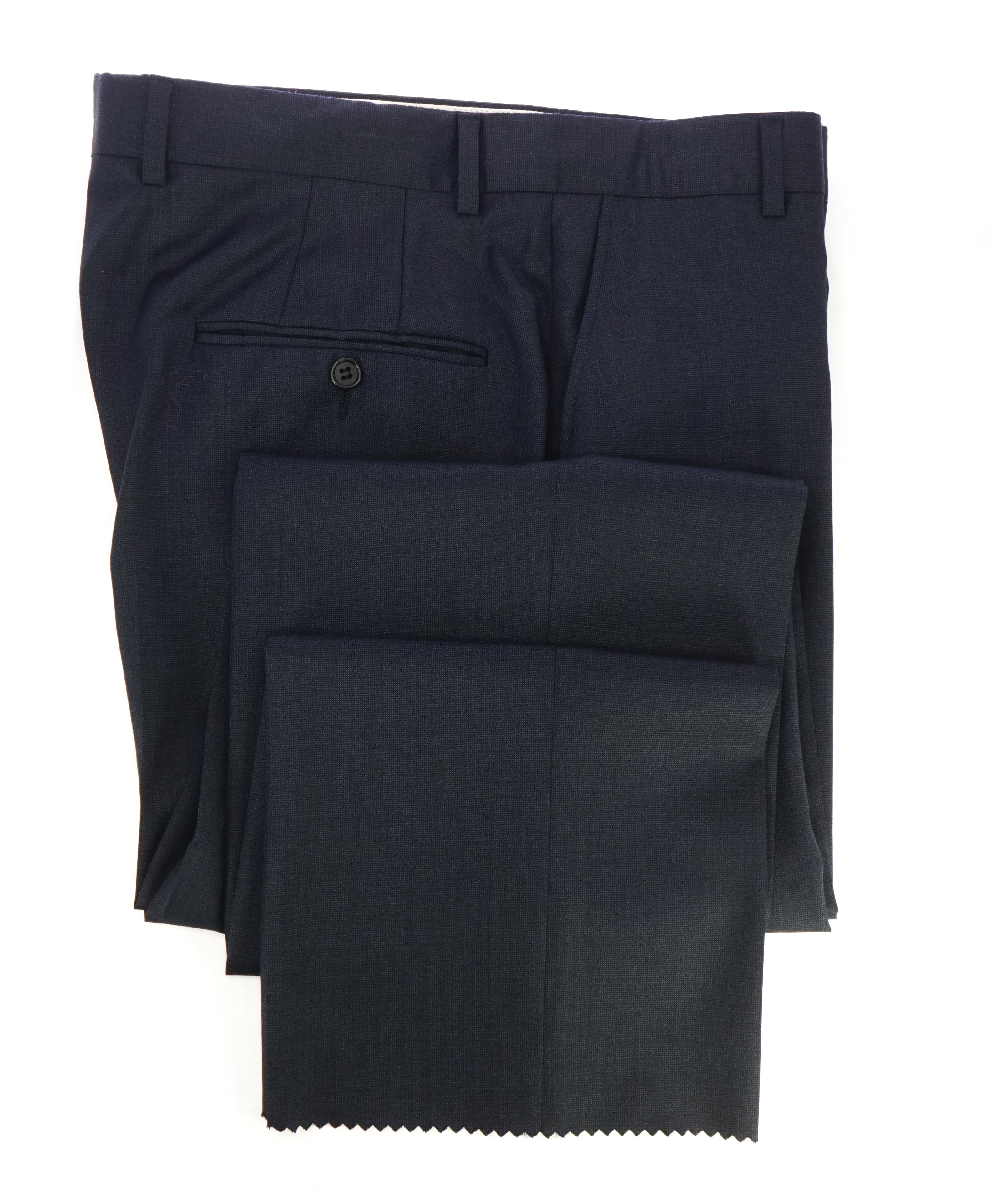 HICKEY FREEMAN - Birdseye Textured Pindot Wool Flat Front Dress Pants - 33W