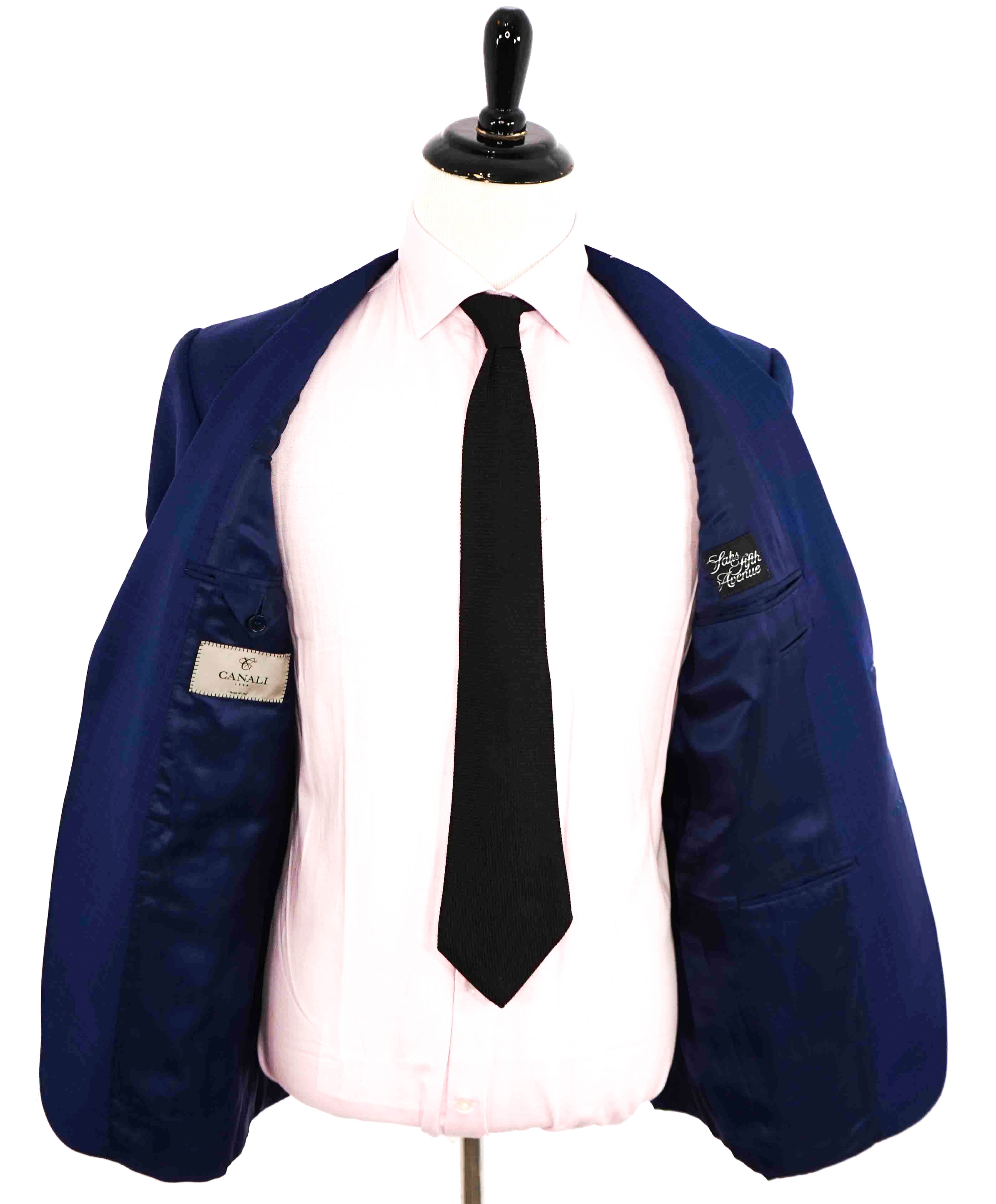 $1,895 CANALI - Royal Blue Abstract Check Textured Blazer - 42R