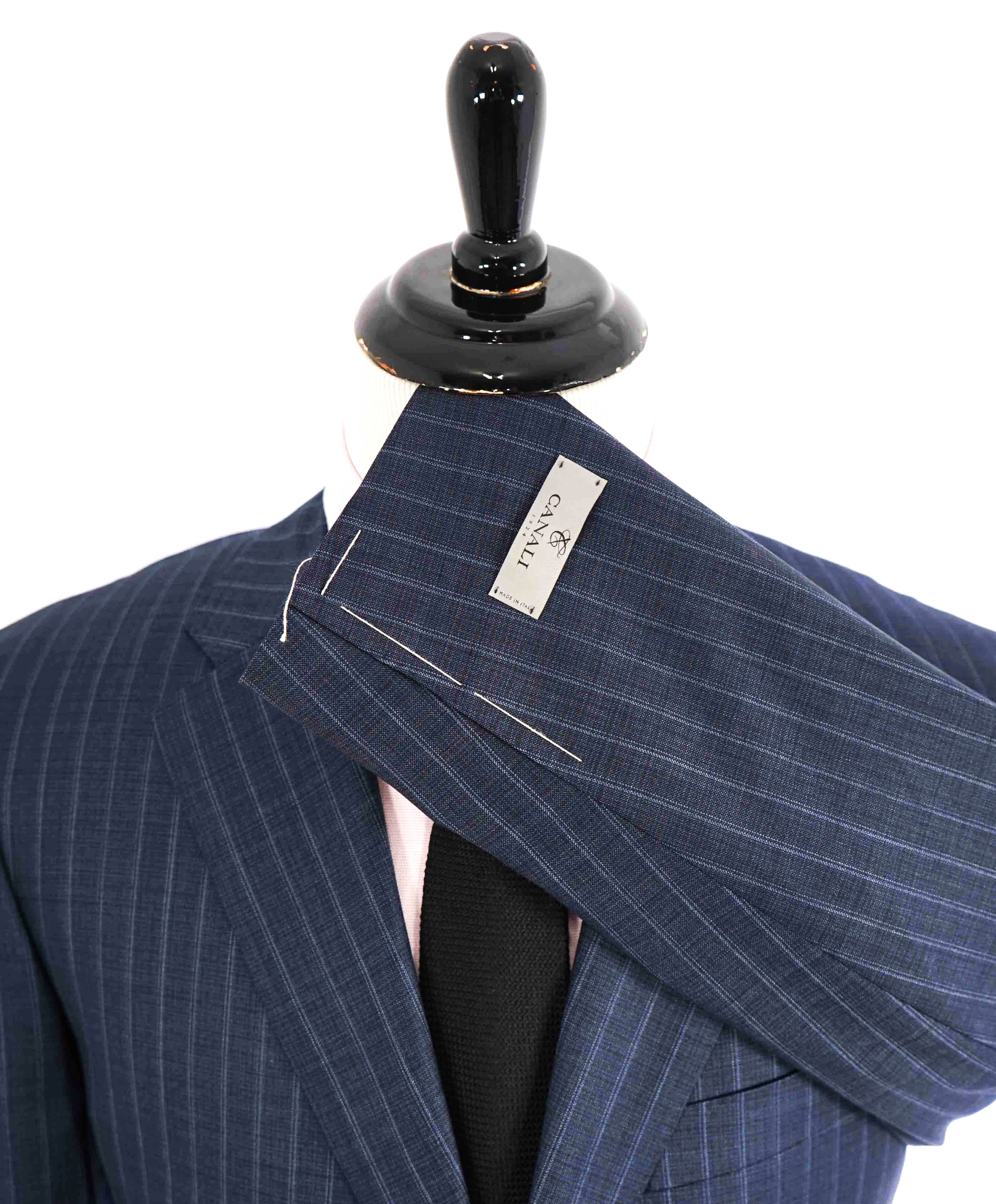 $1,895 CANALI - Steel Blue Textured Rope Stripe Blazer - 44R