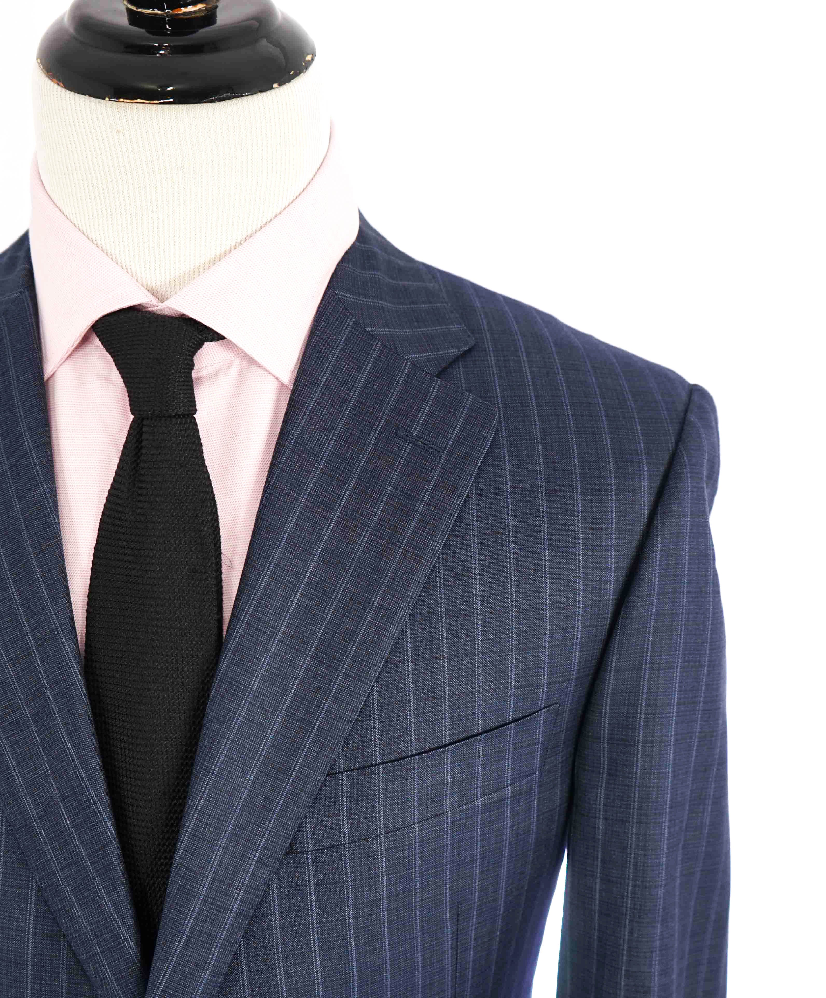 $1,895 CANALI - Steel Blue Textured Rope Stripe Blazer - 44R