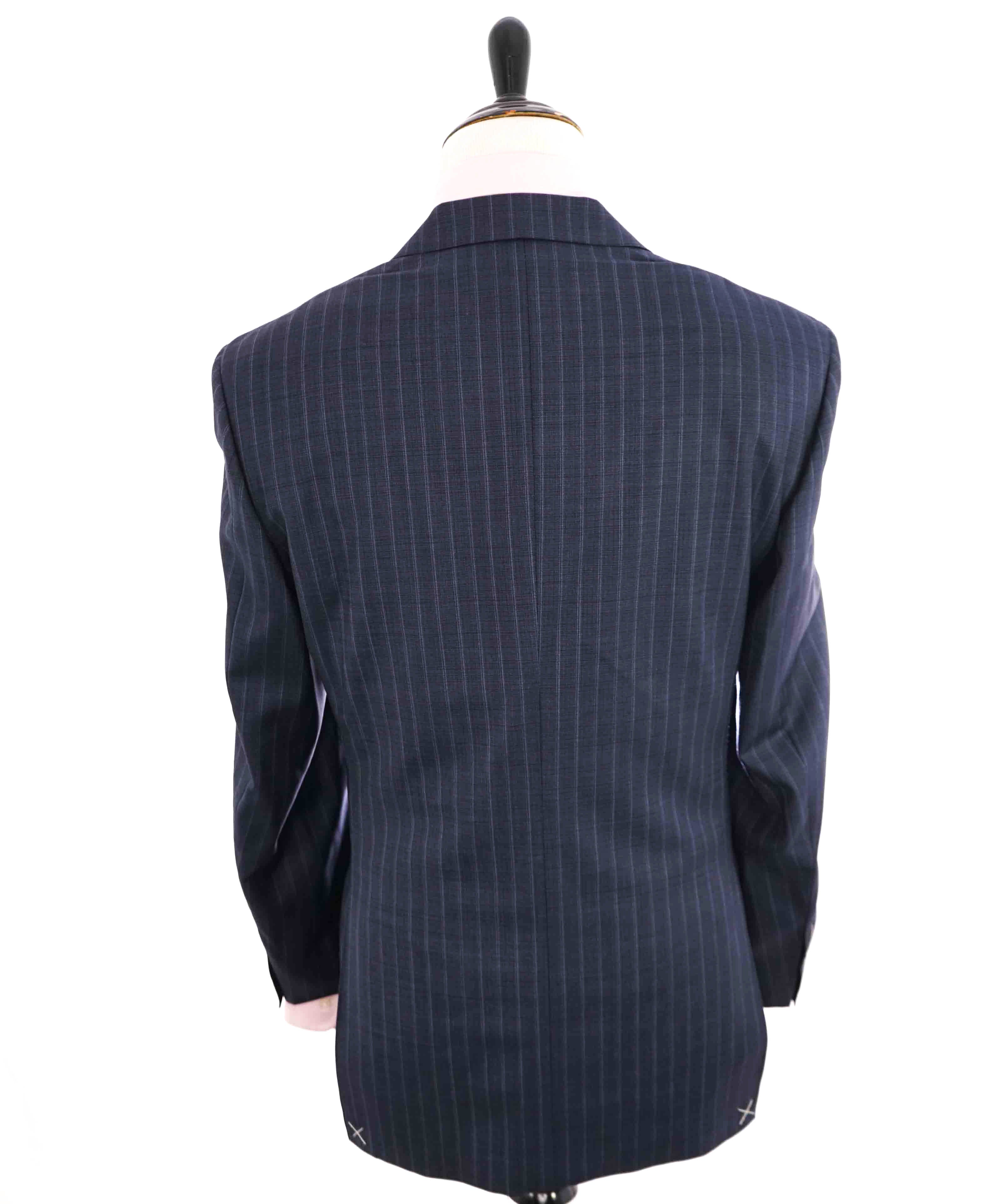 $1,895 CANALI - Steel Blue Textured Rope Stripe Blazer - 44R