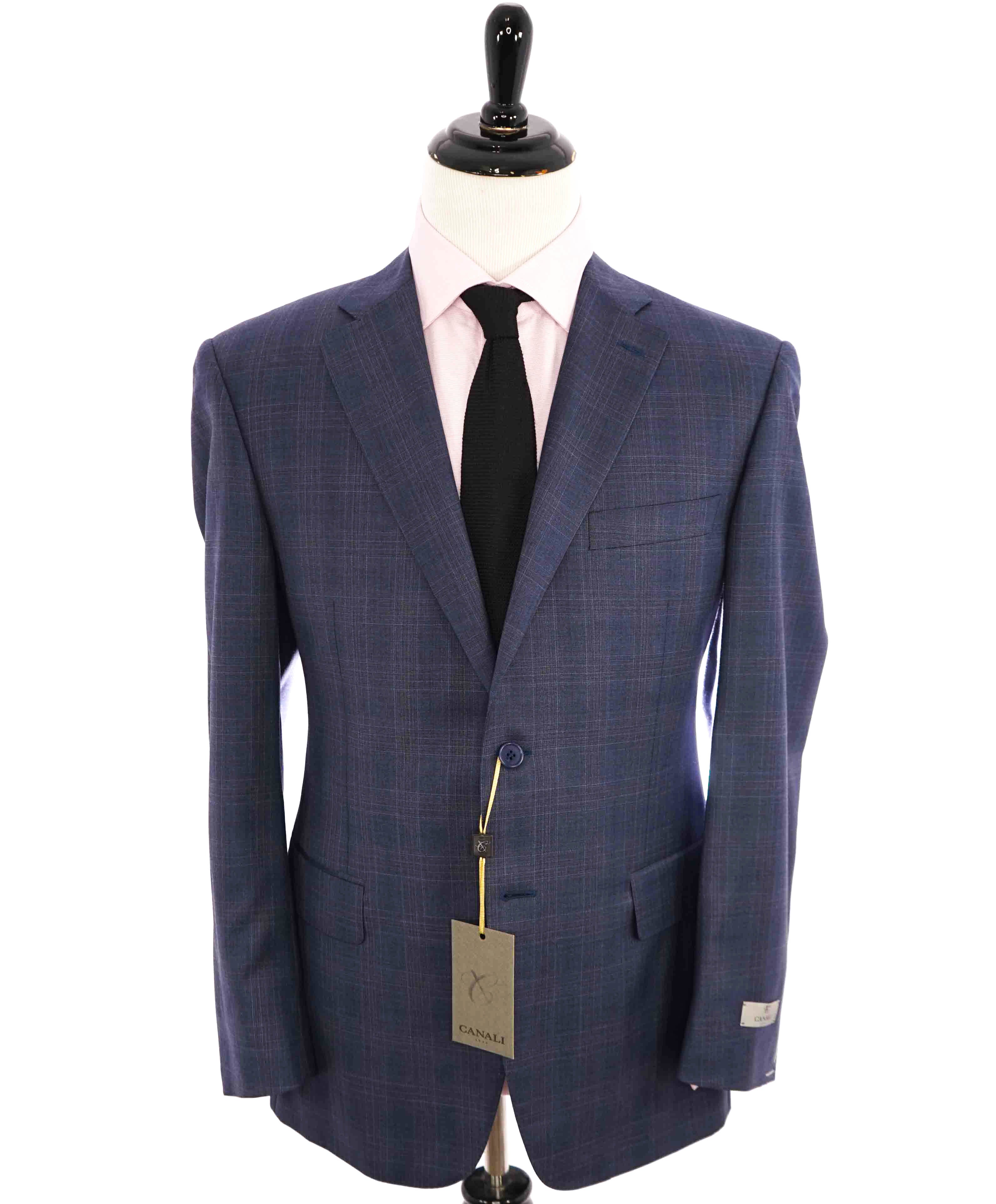 $1,895 CANALI - Blue Check Plaid Blazer - 42R