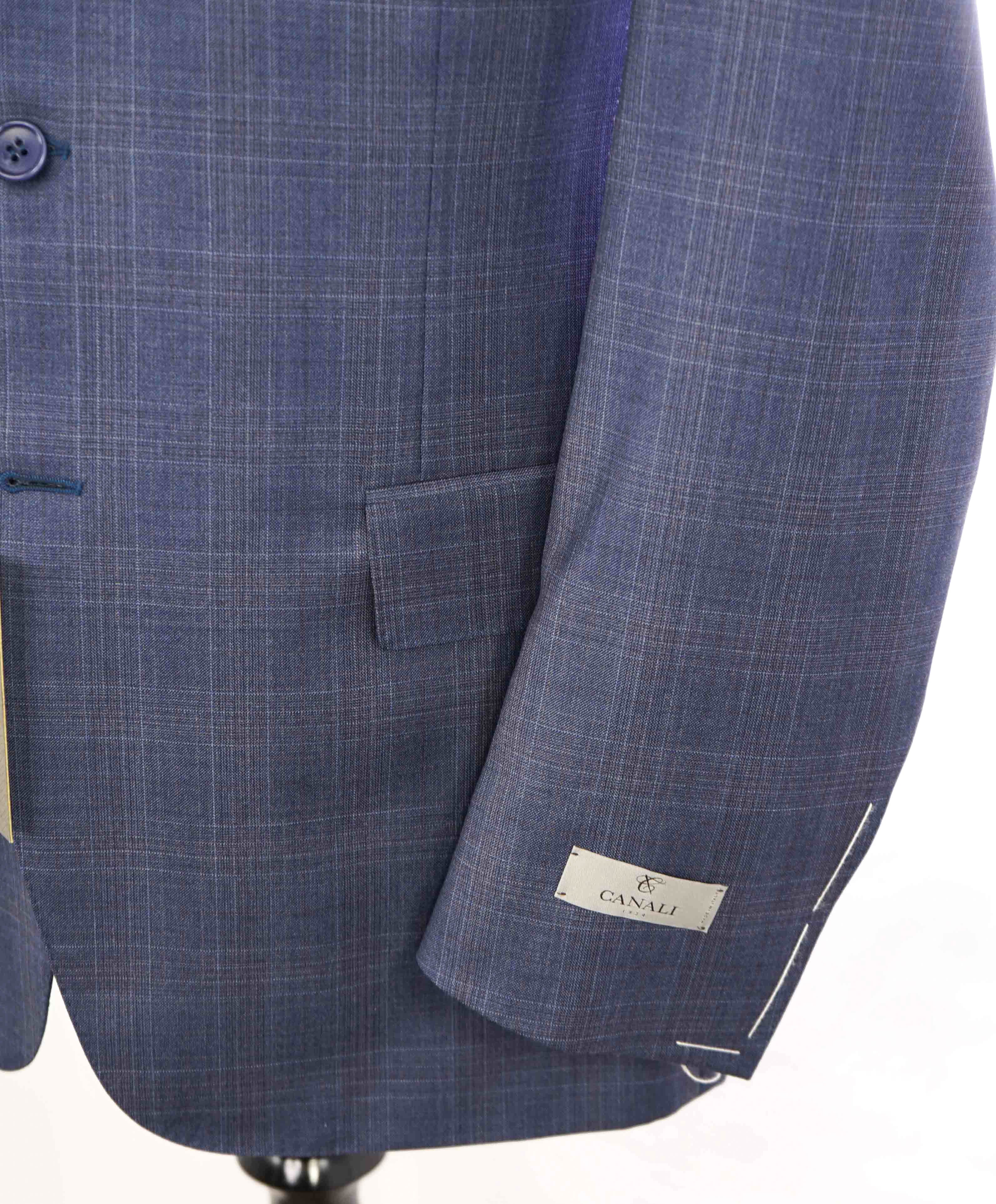 $1,895 CANALI - Blue Check Plaid Blazer - 42R