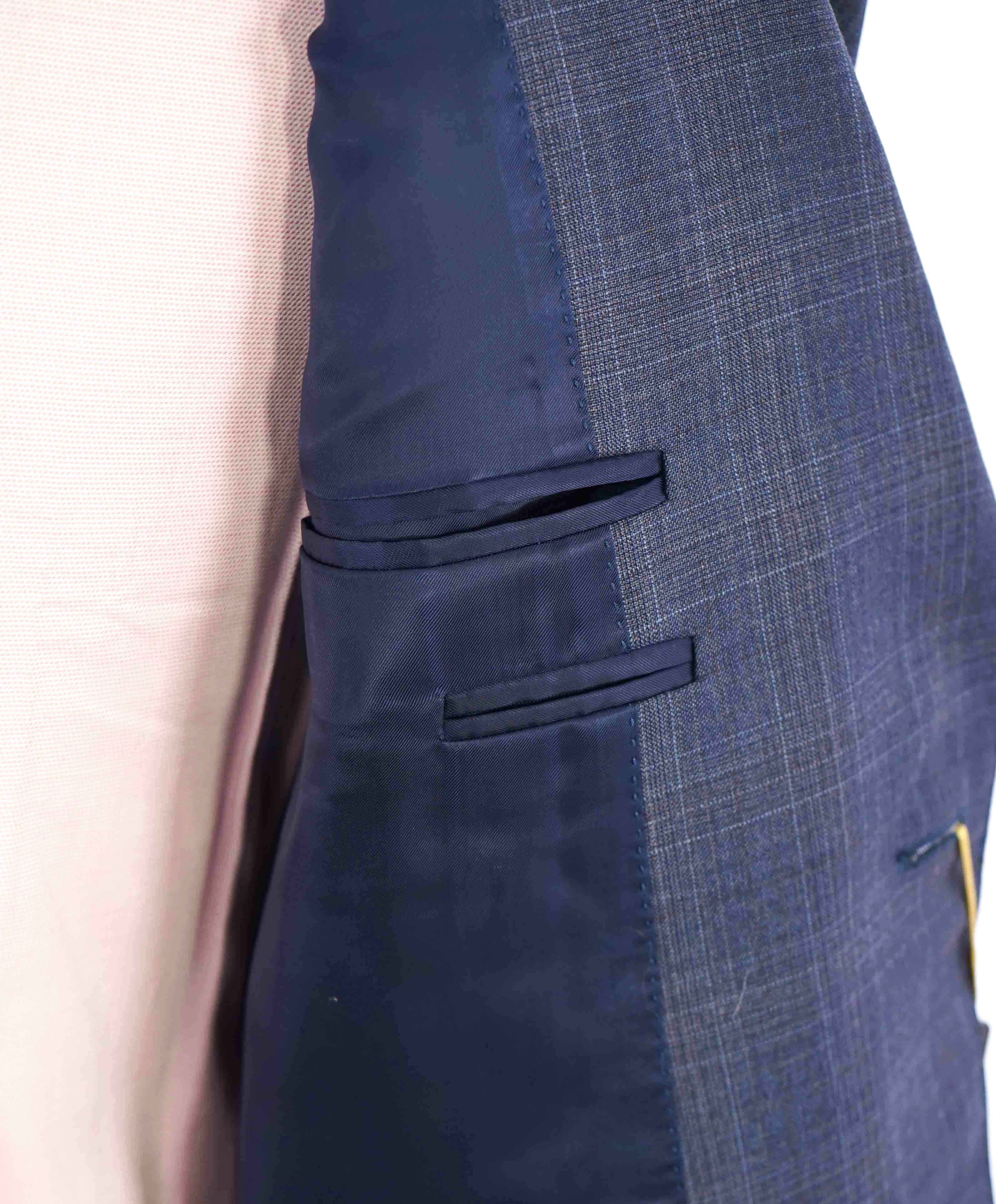 $1,895 CANALI - Blue Check Plaid Blazer - 42R