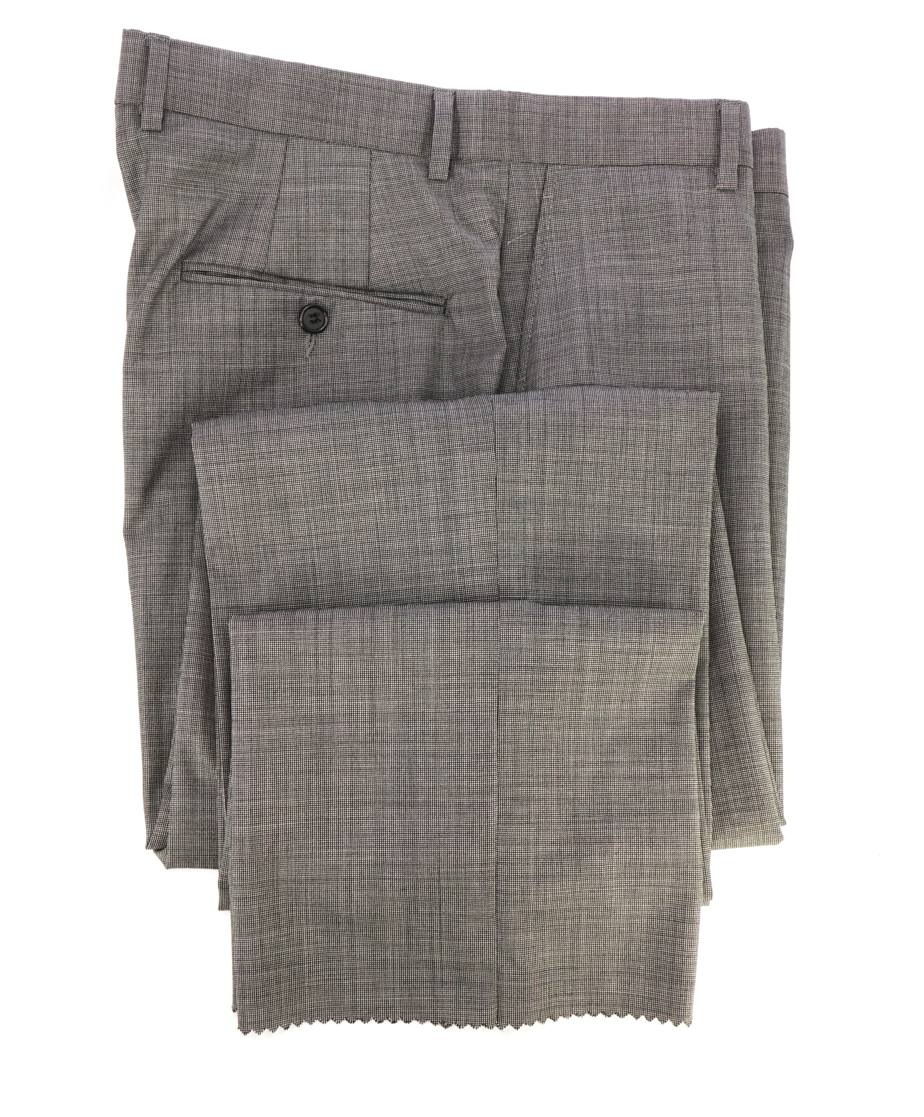 HICKEY FREEMAN - Salt n' Pepper Textured Wool Flat Front Dress Pants - 36W