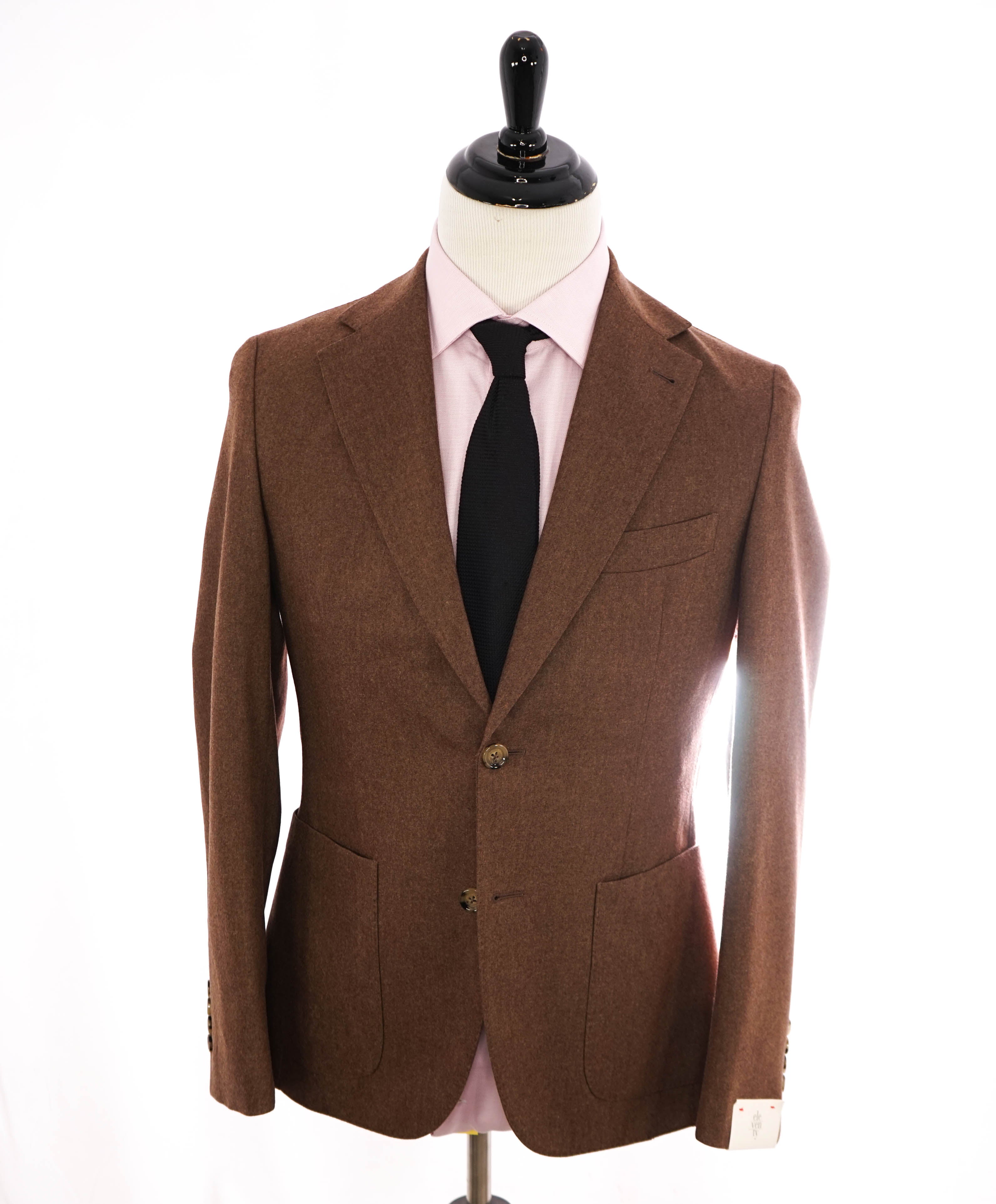 ELEVENTY - "CASHMERE" Brown Flannel Patch Pocket Semi-Lined Suit - 36 (46 EU)