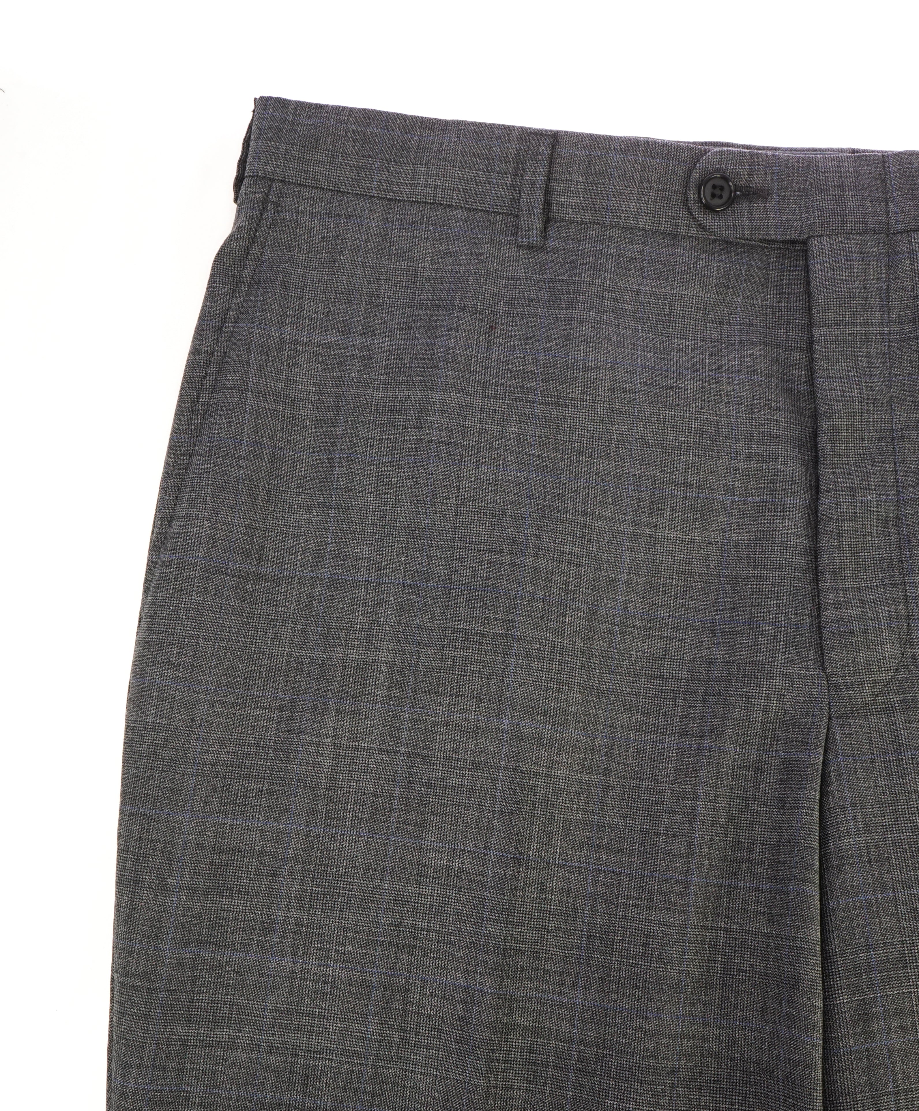 HICKEY FREEMAN - Prince of Wales Check Wool Flat Front Dress Pants - 38W