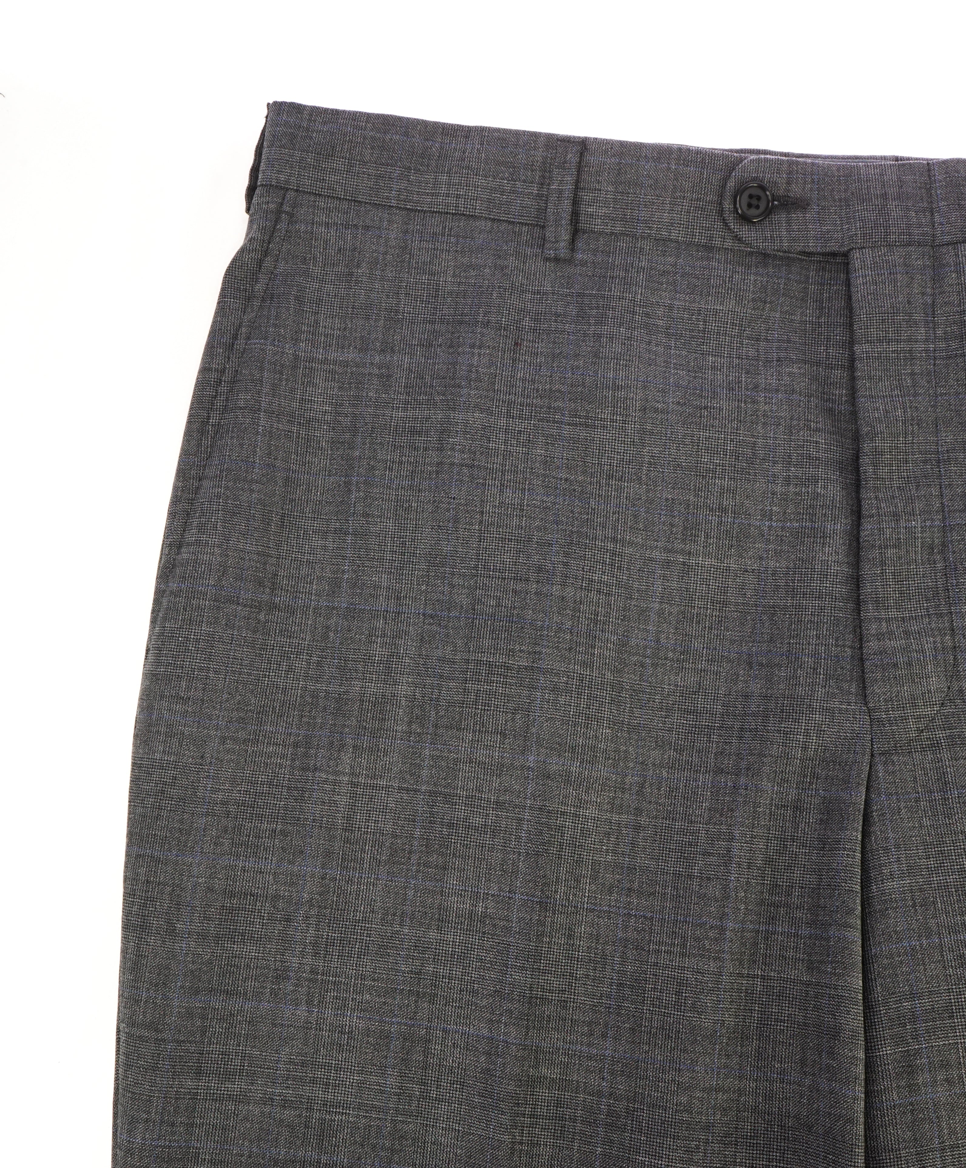 HICKEY FREEMAN - Prince of Wales Check Wool Flat Front Dress Pants - 32W