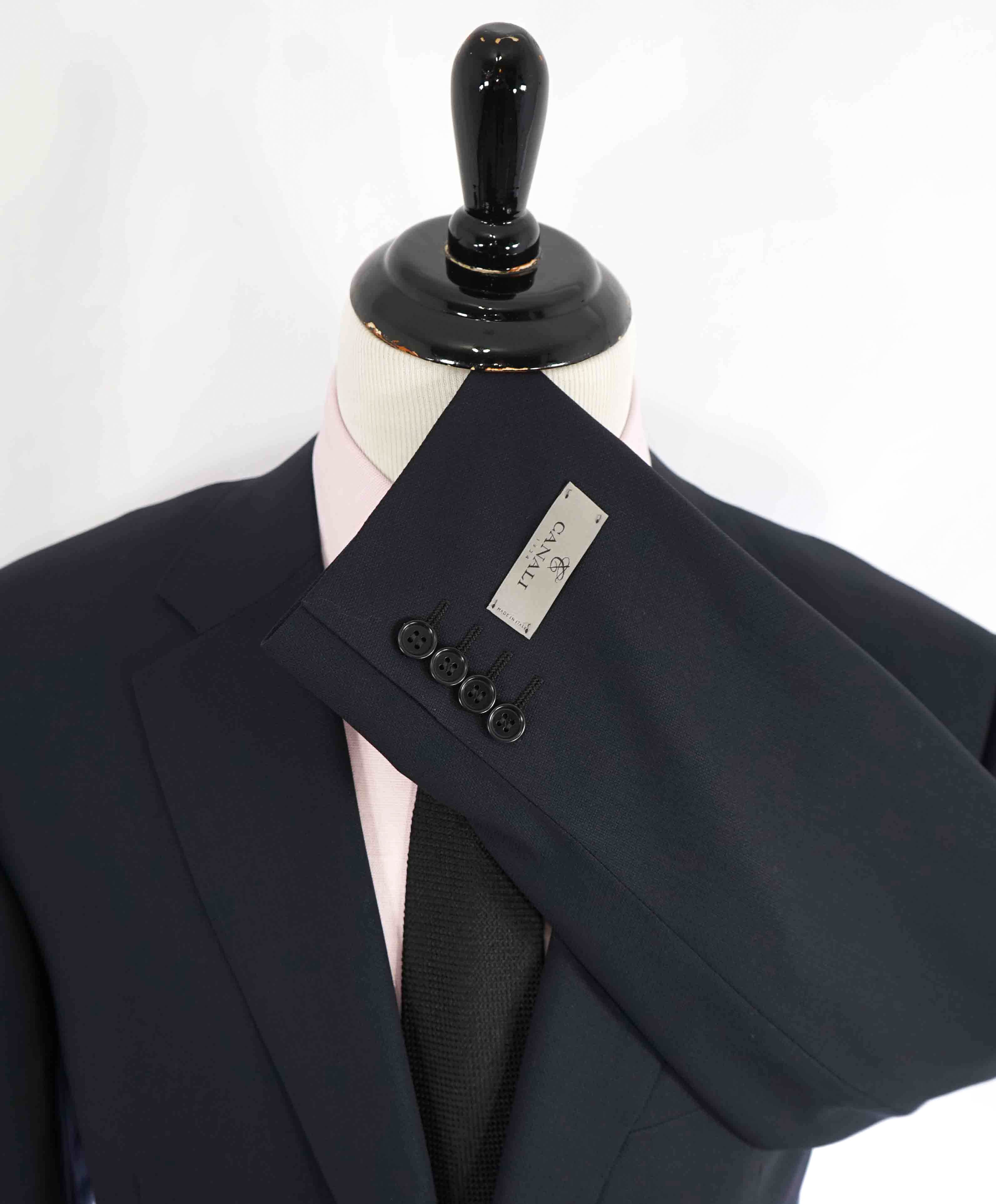 $1,895 CANALI - "TRAVEL WATER RESISTANT" Navy Royal Weave Wool Blazer - 48R