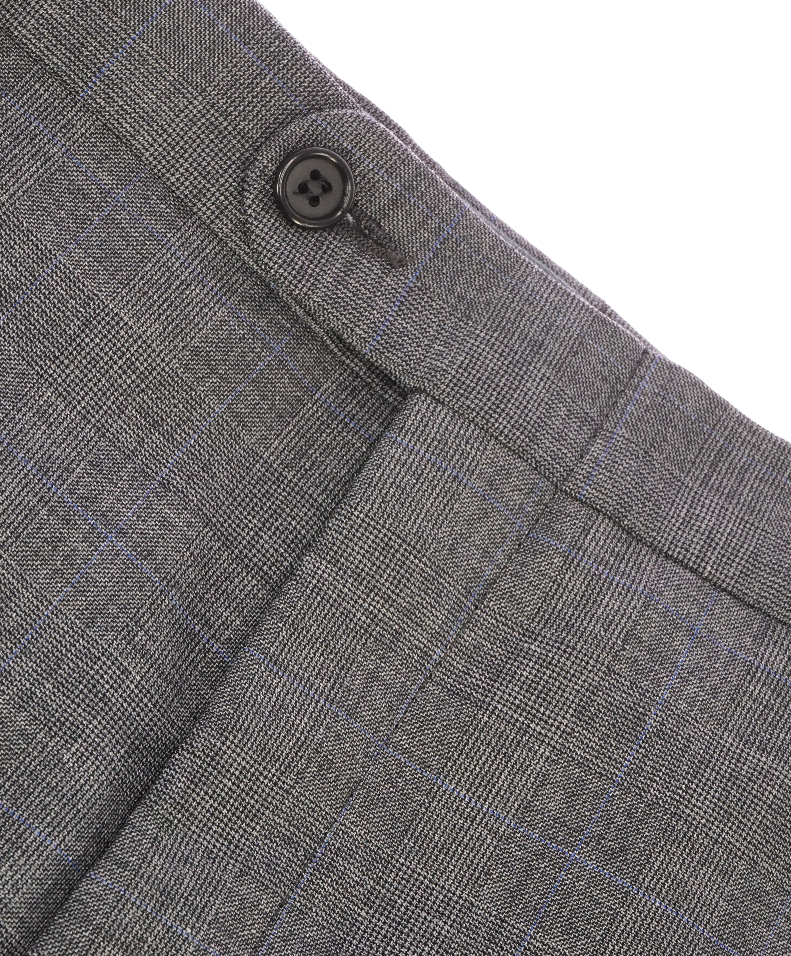 HICKEY FREEMAN - Prince of Wales Check Wool Flat Front Dress Pants - 38W