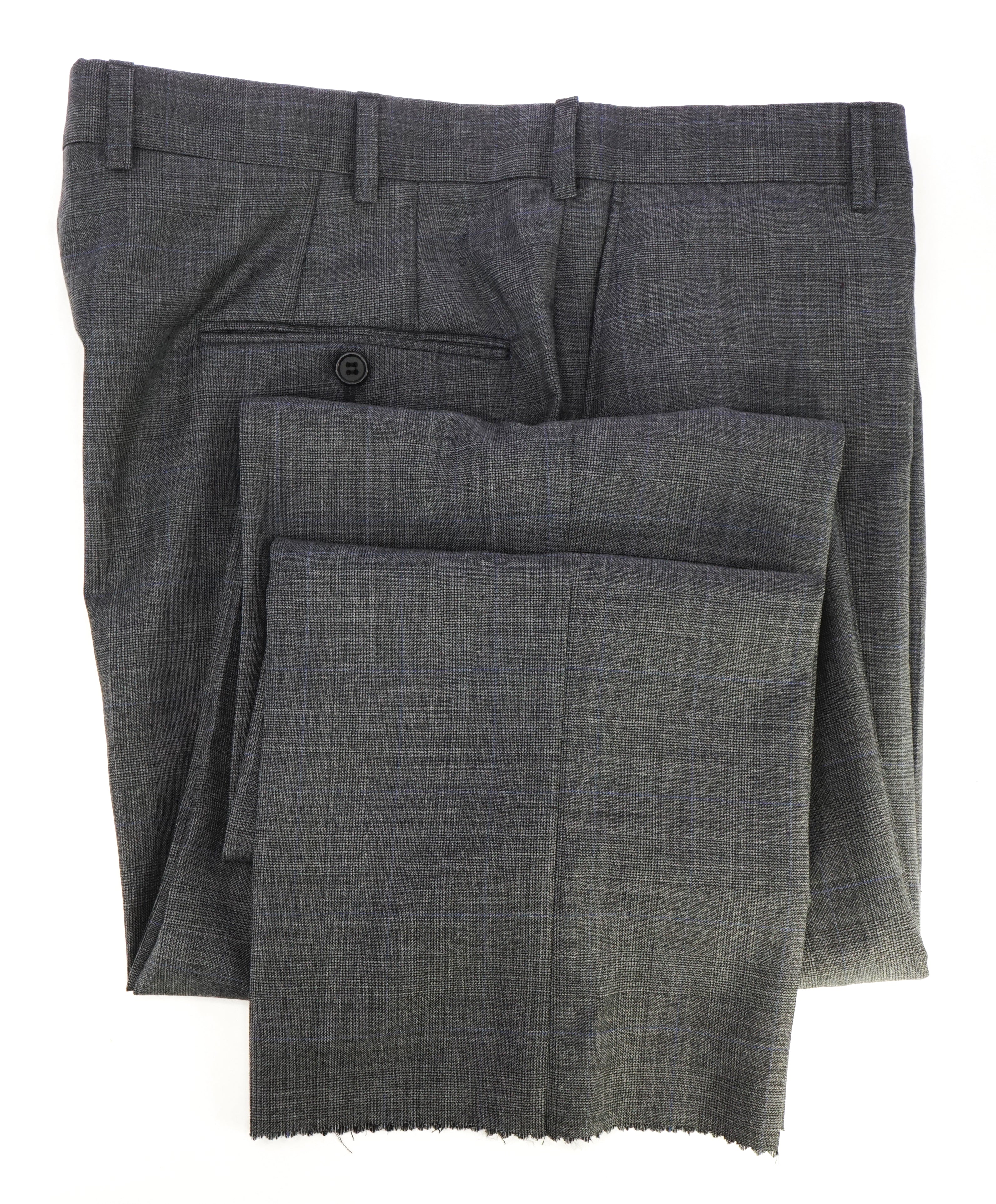 HICKEY FREEMAN - Prince of Wales Check Wool Flat Front Dress Pants - 38W