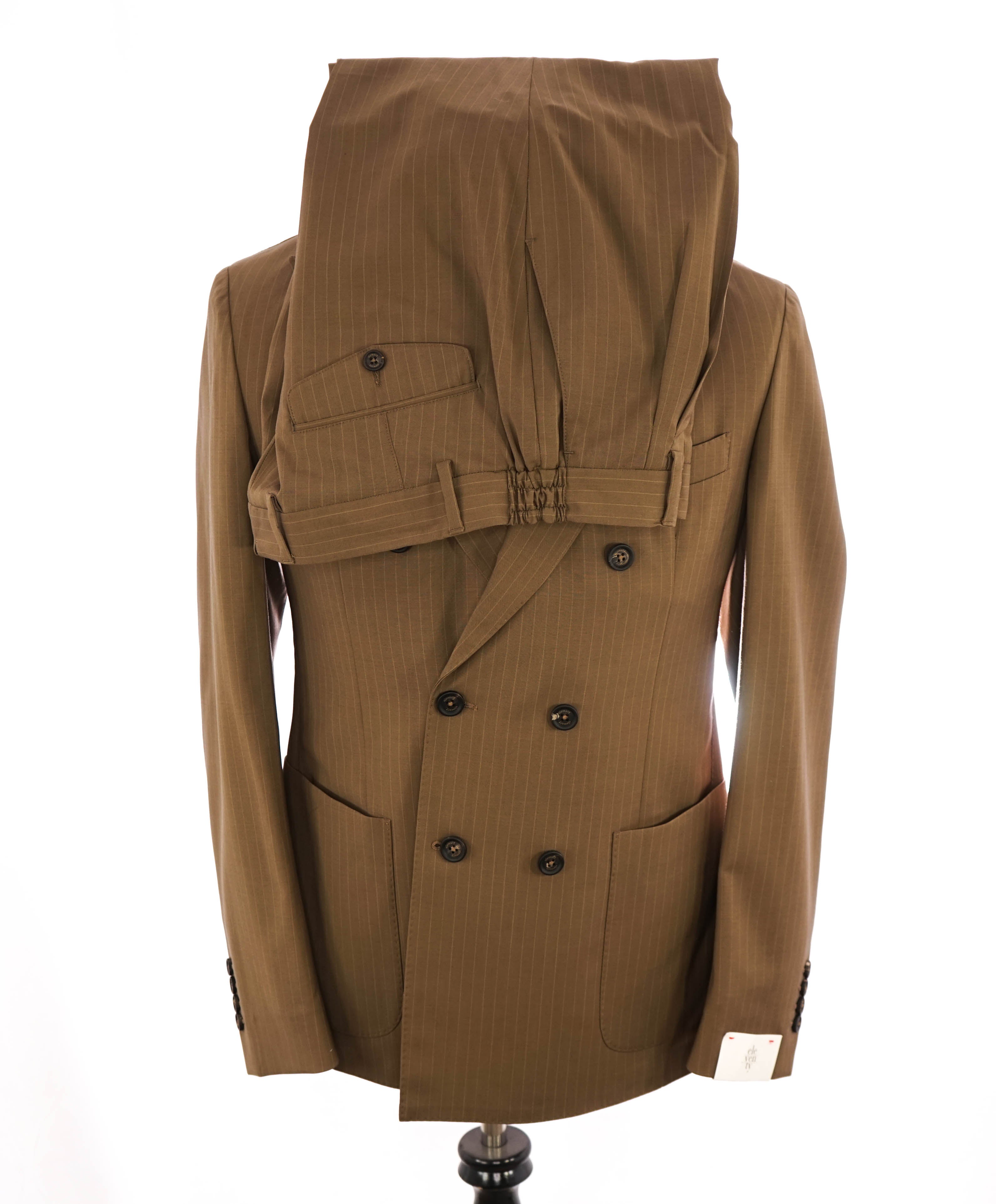 ELEVENTY - Brown Pencil Stripe Double Breasted Semi-Lined Suit - 40 (50 EU)