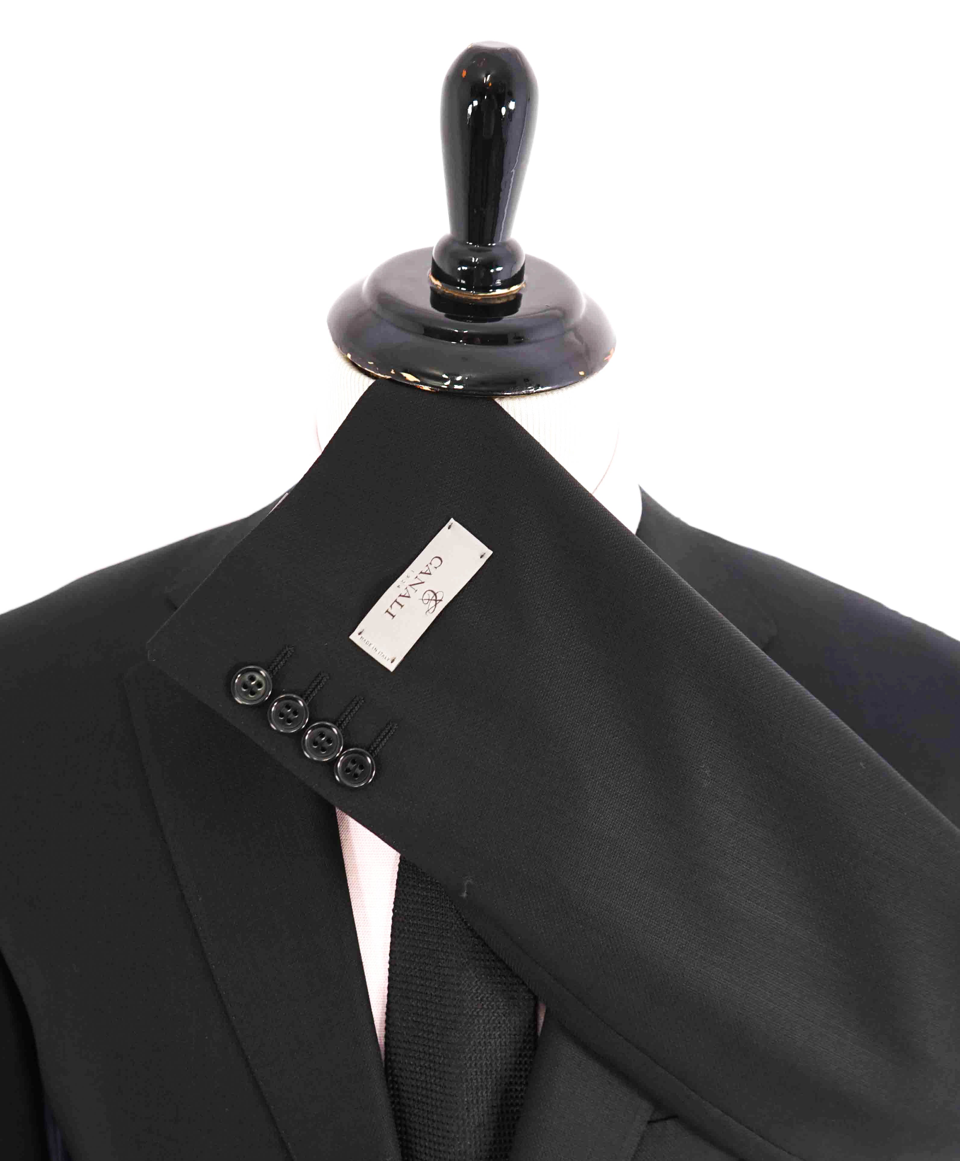 $1,895 CANALI - "TRAVEL WATER RESISTANT" Black Royal Weave Wool Blazer - 44L