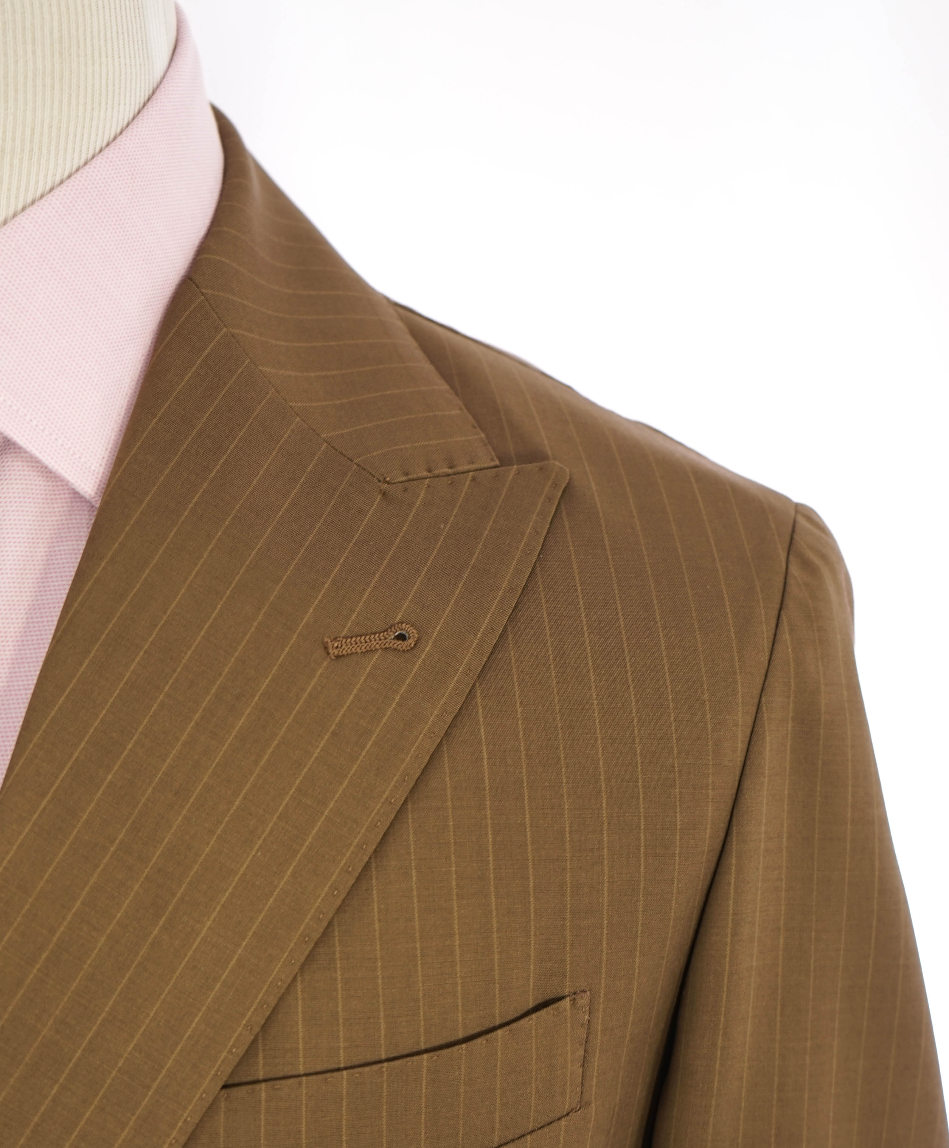 ELEVENTY - Brown Pencil Stripe Double Breasted Semi-Lined Suit - 40 (50 EU)