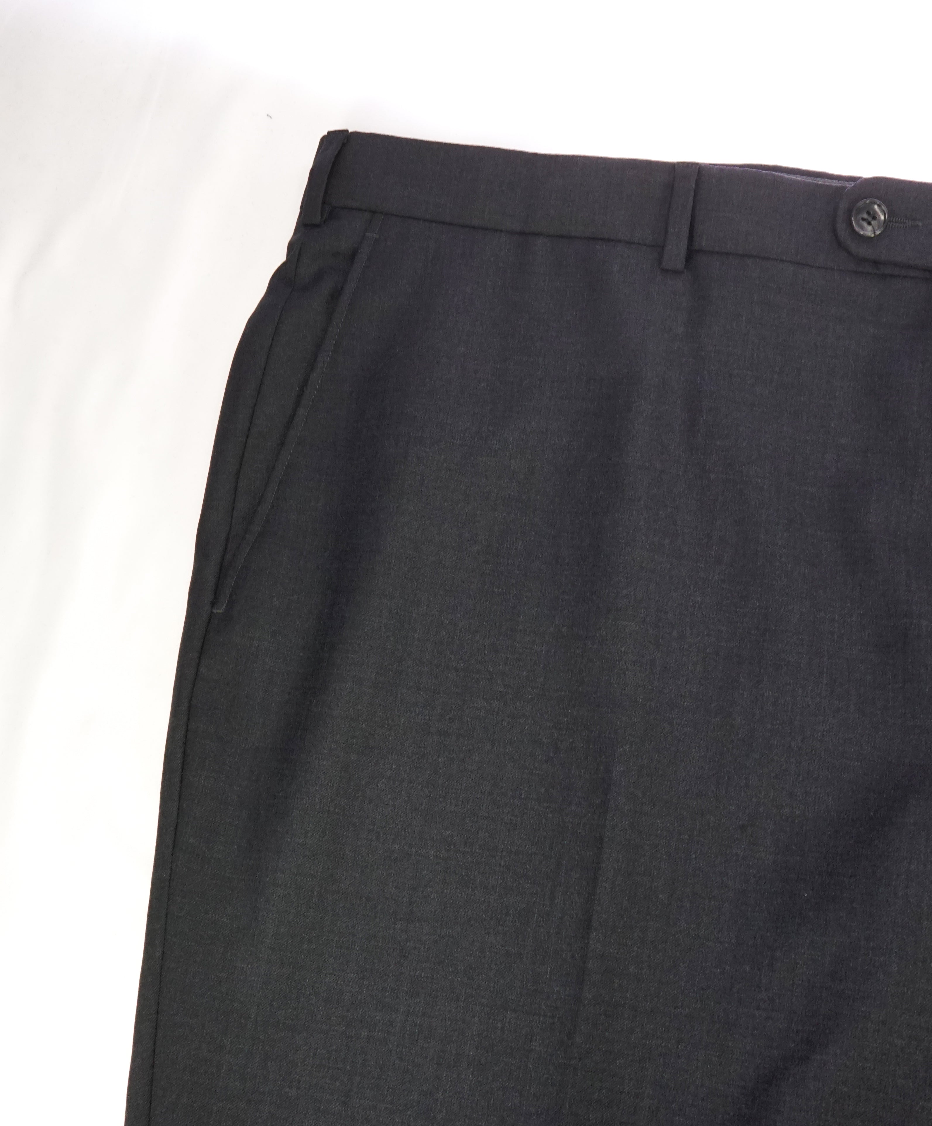 HICKEY FREEMAN - Charcoal Gray Wool Flat Front Dress Pants - 42W