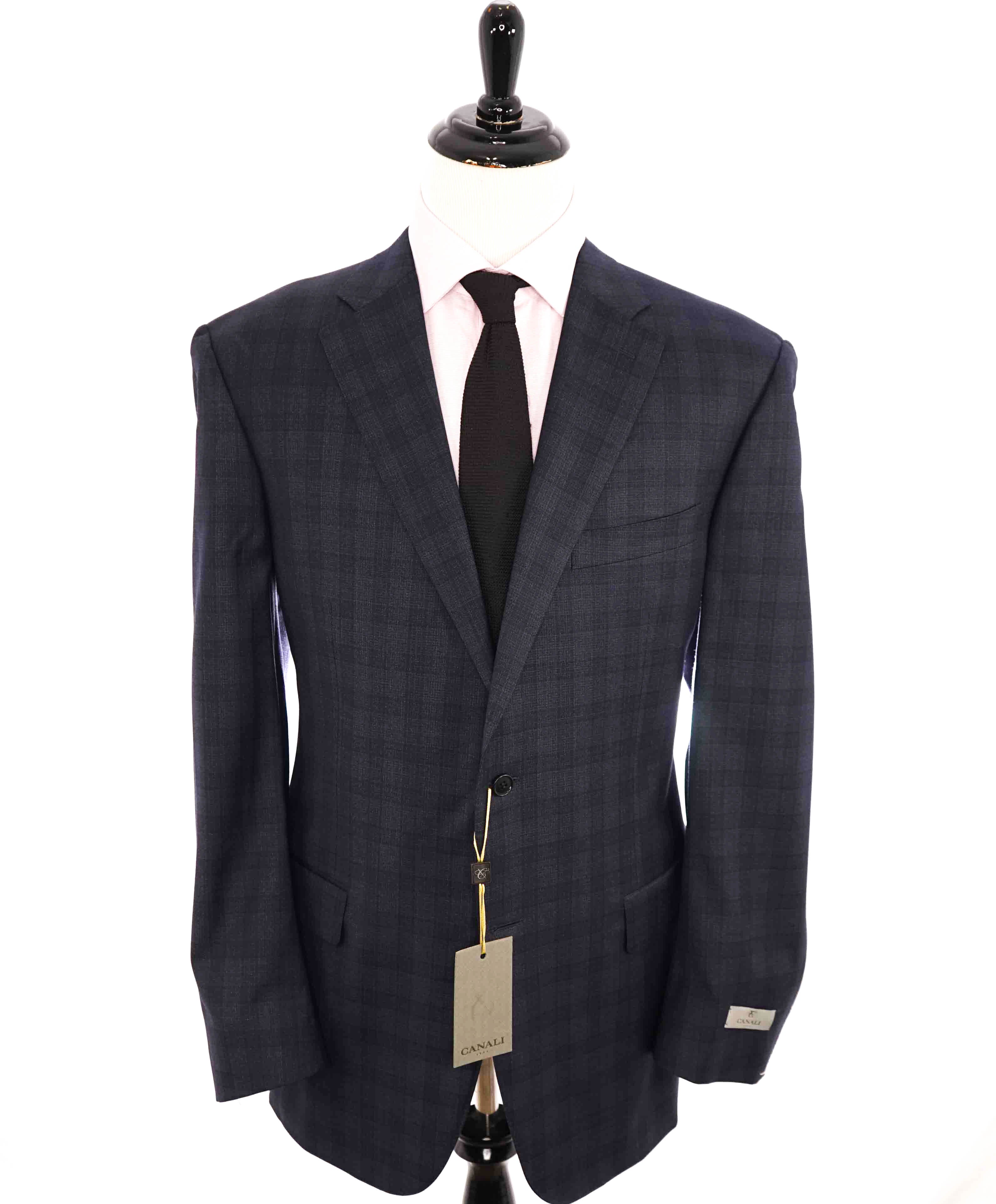 $1,895 CANALI - "NATURAL COMFORT" Blue Check Plaid Wool Blazer - 46L