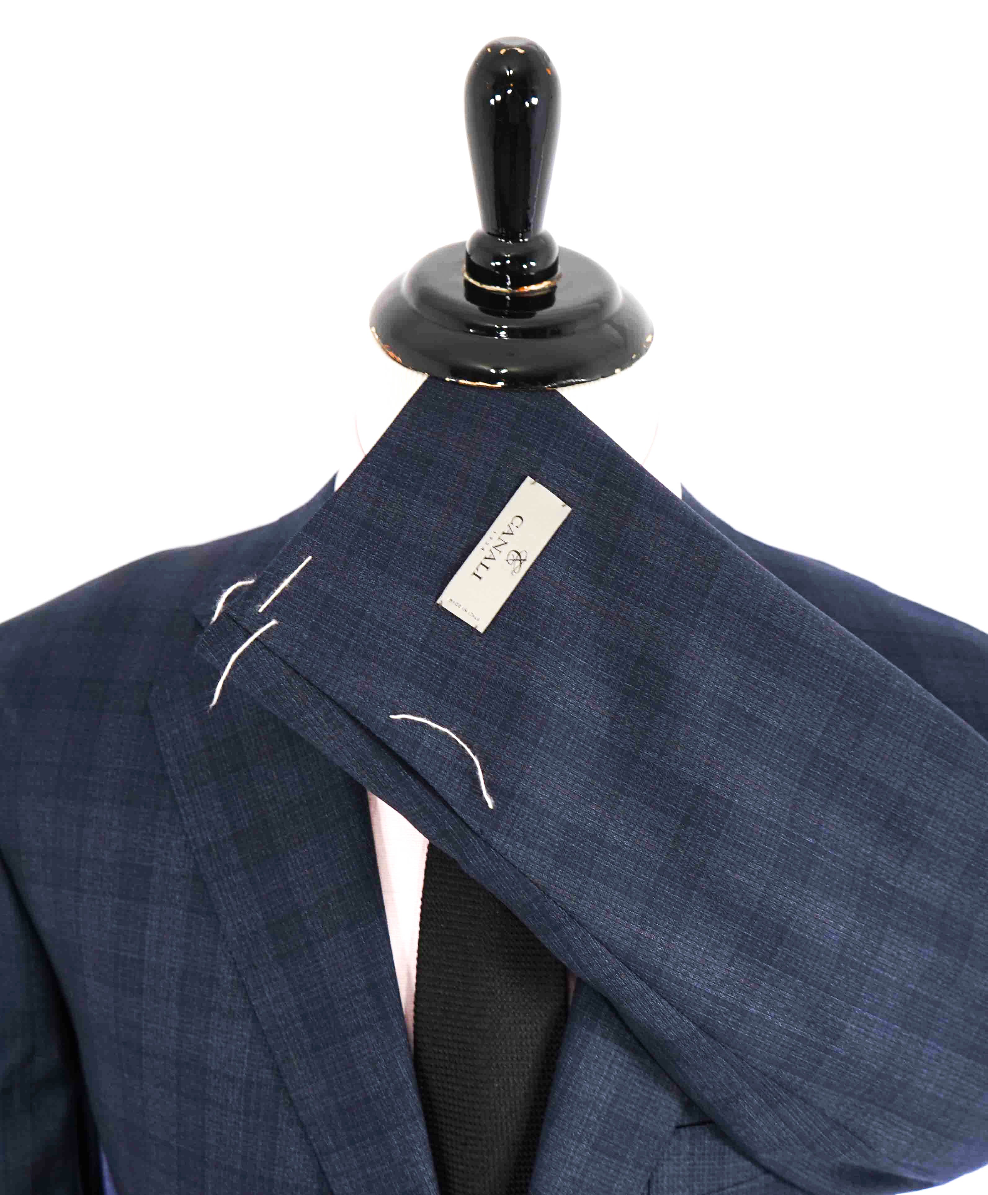 $1,895 CANALI - "NATURAL COMFORT" Blue Check Plaid Wool Blazer - 46L