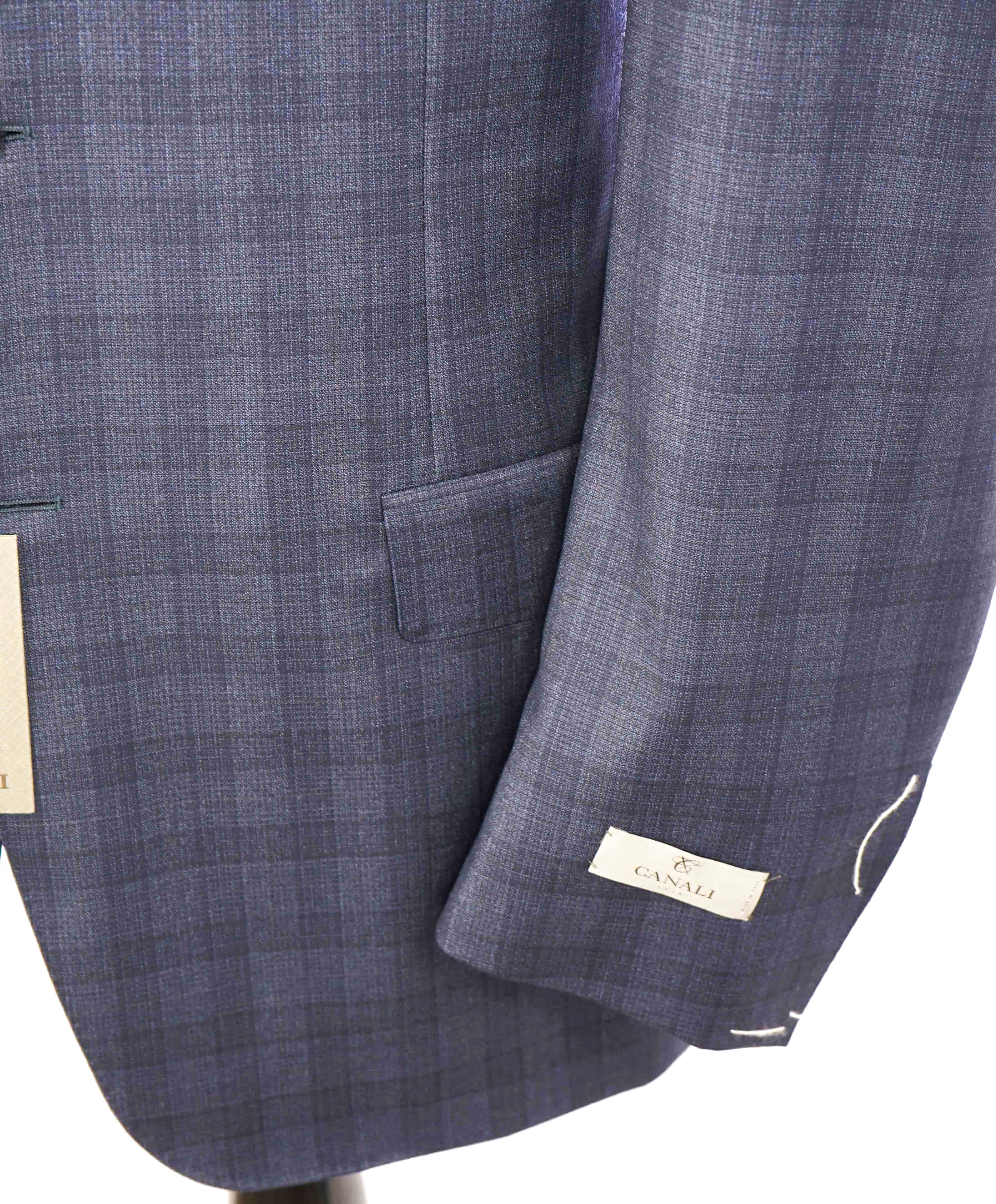 $1,895 CANALI - "NATURAL COMFORT" Blue Check Plaid Wool Blazer - 46L