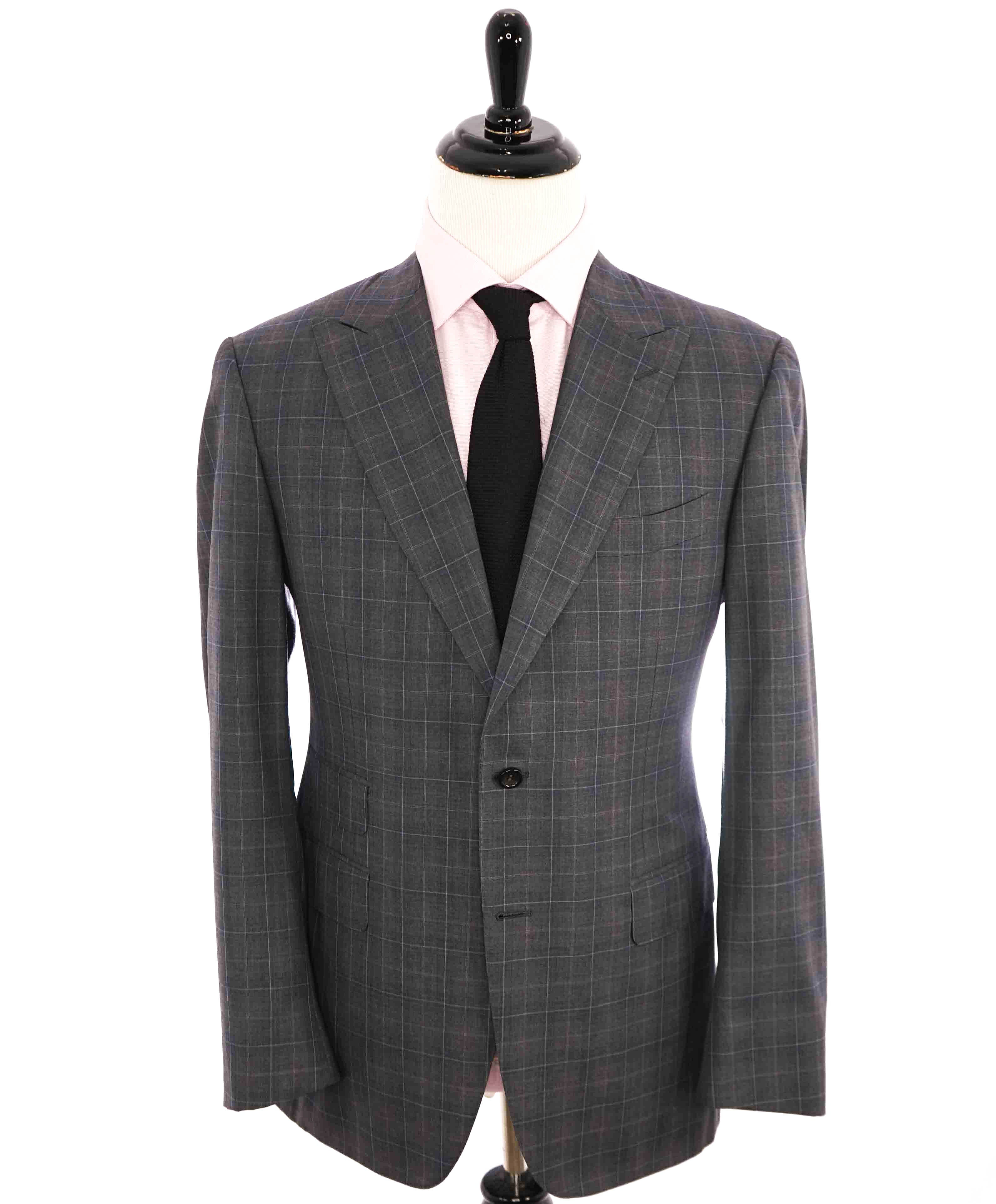 $2,295 CANALI - "EXCLUSIVE Super 150's" Gray Windowpane Wool Blazer - 44R