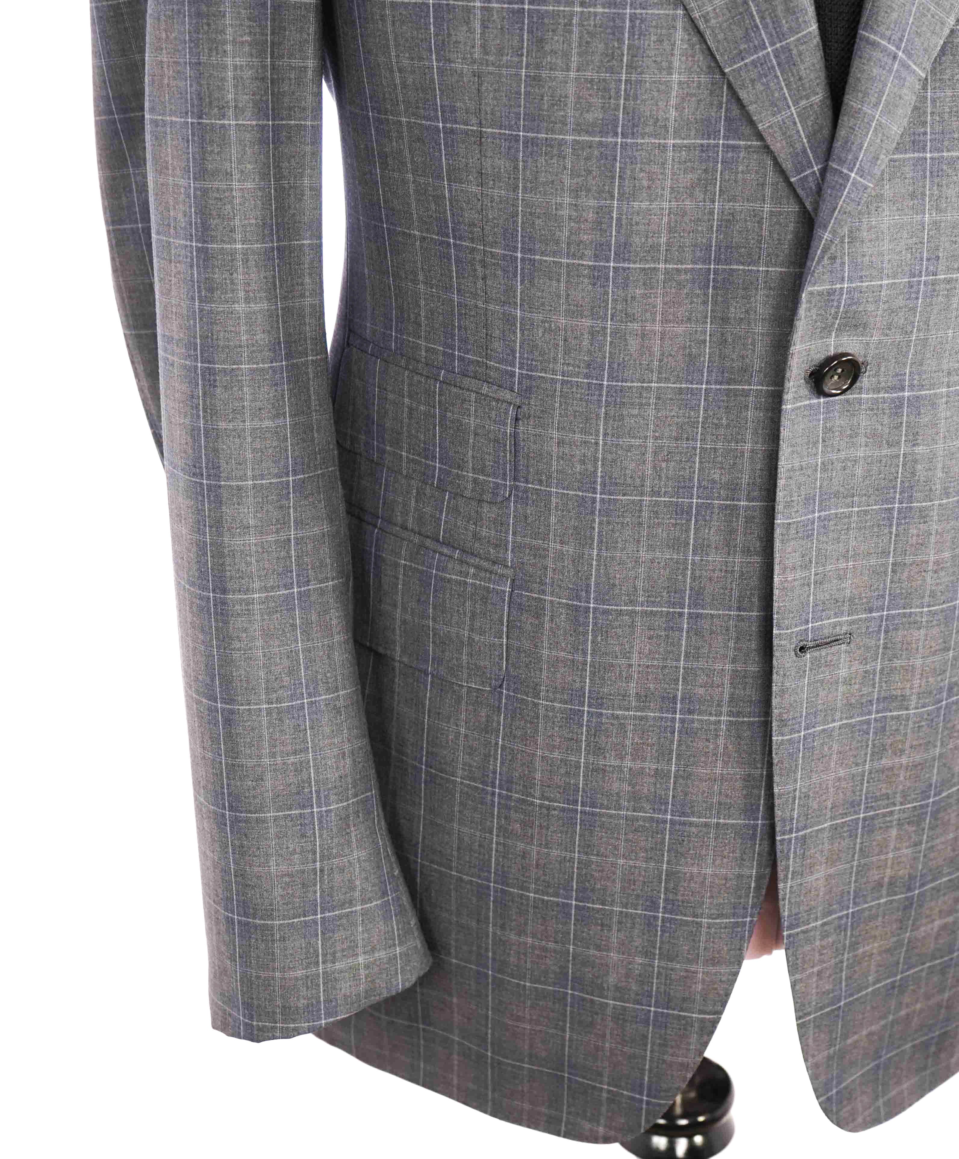 $2,295 CANALI - "EXCLUSIVE Super 150's" Gray Windowpane Wool Blazer - 44R