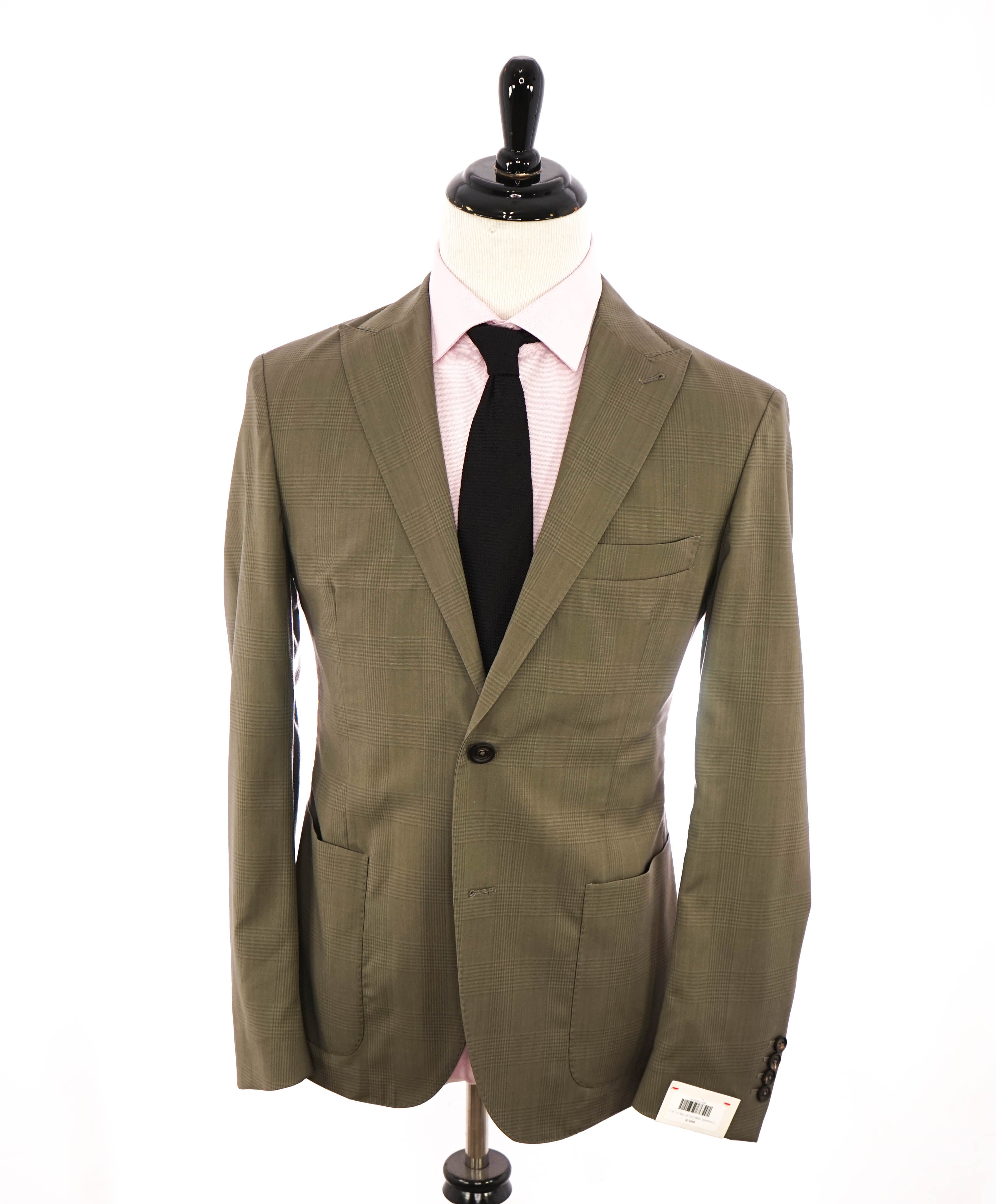 ELEVENTY - Sage Green Check Semi-Lined Patch Pocket Blazer - 40 (50 EU)