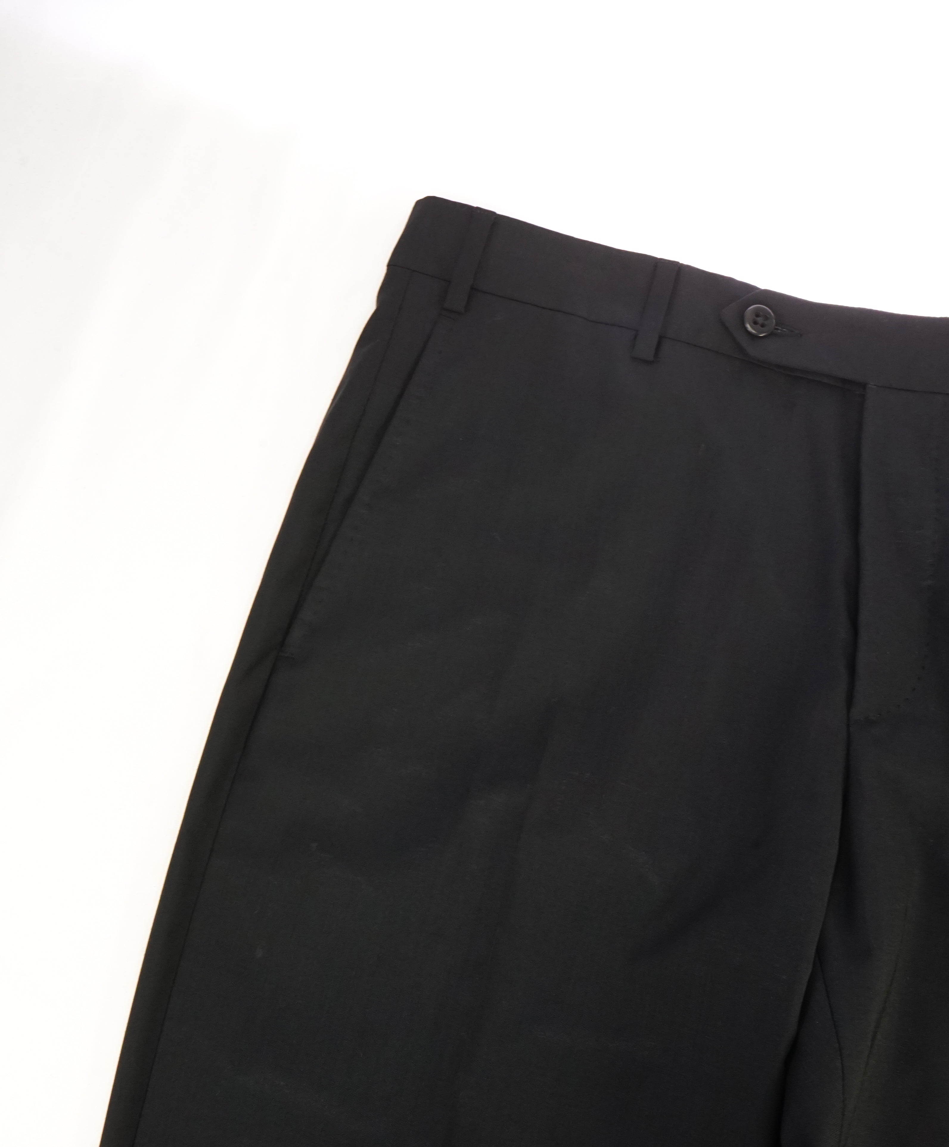 ZANELLA - “PARKER” Solid Black Wool Flat Front Pants - 35W