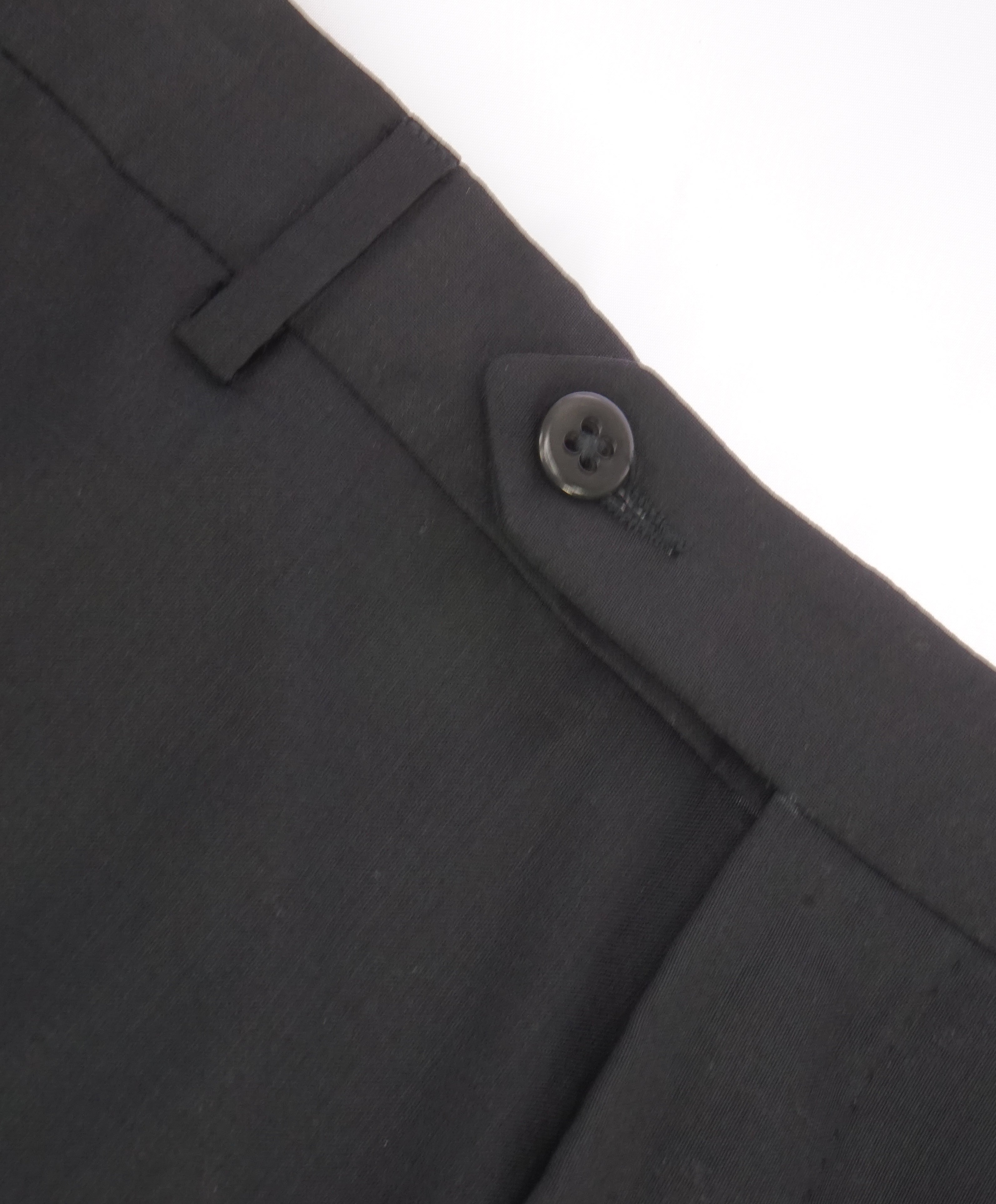 ZANELLA - “PARKER” Solid Black Wool Flat Front Pants - 35W