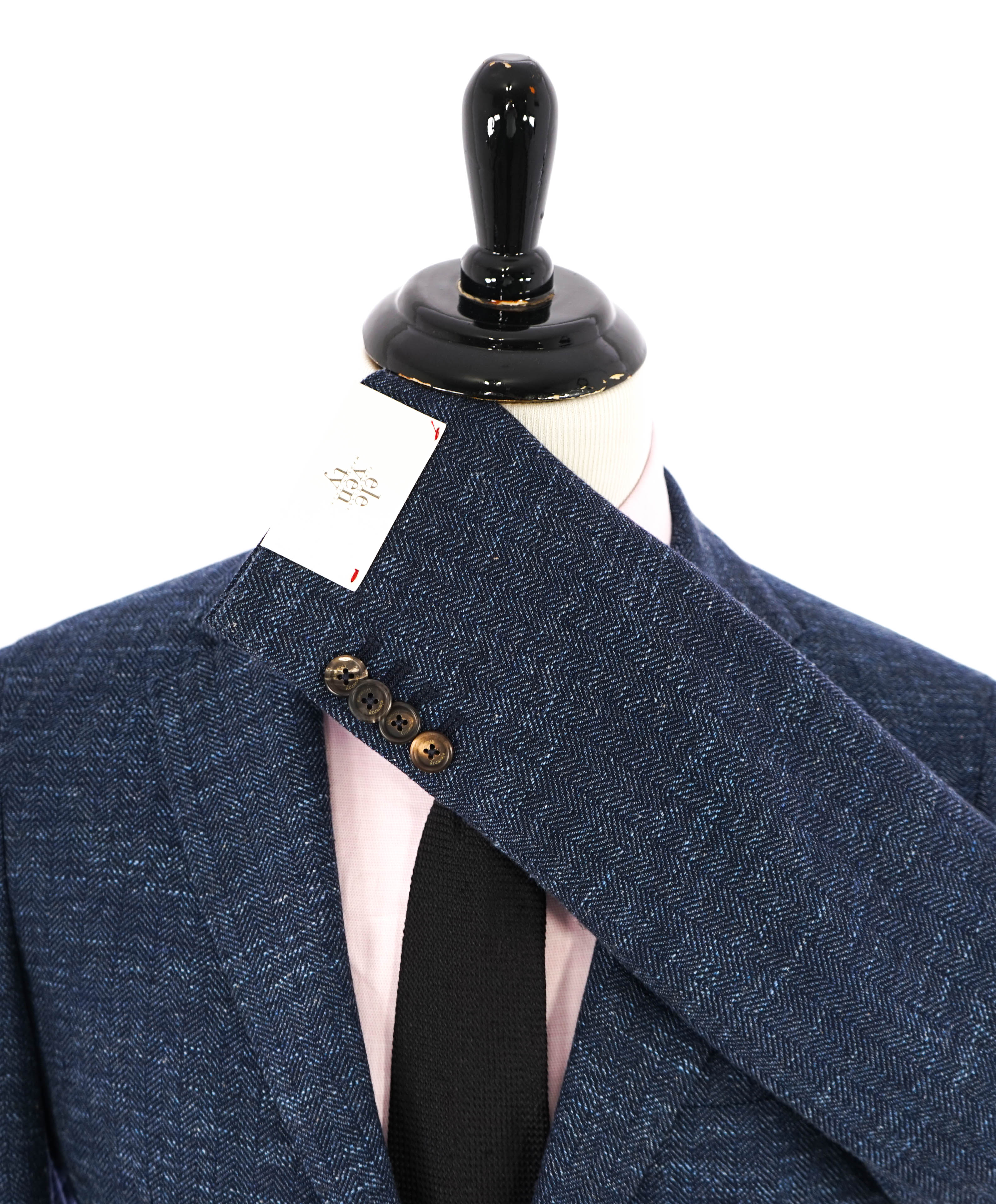 ELEVENTY - Blue Herringbone Semi-Lined LINEN/WOOL/COTTON Blazer - 40 (50 EU)