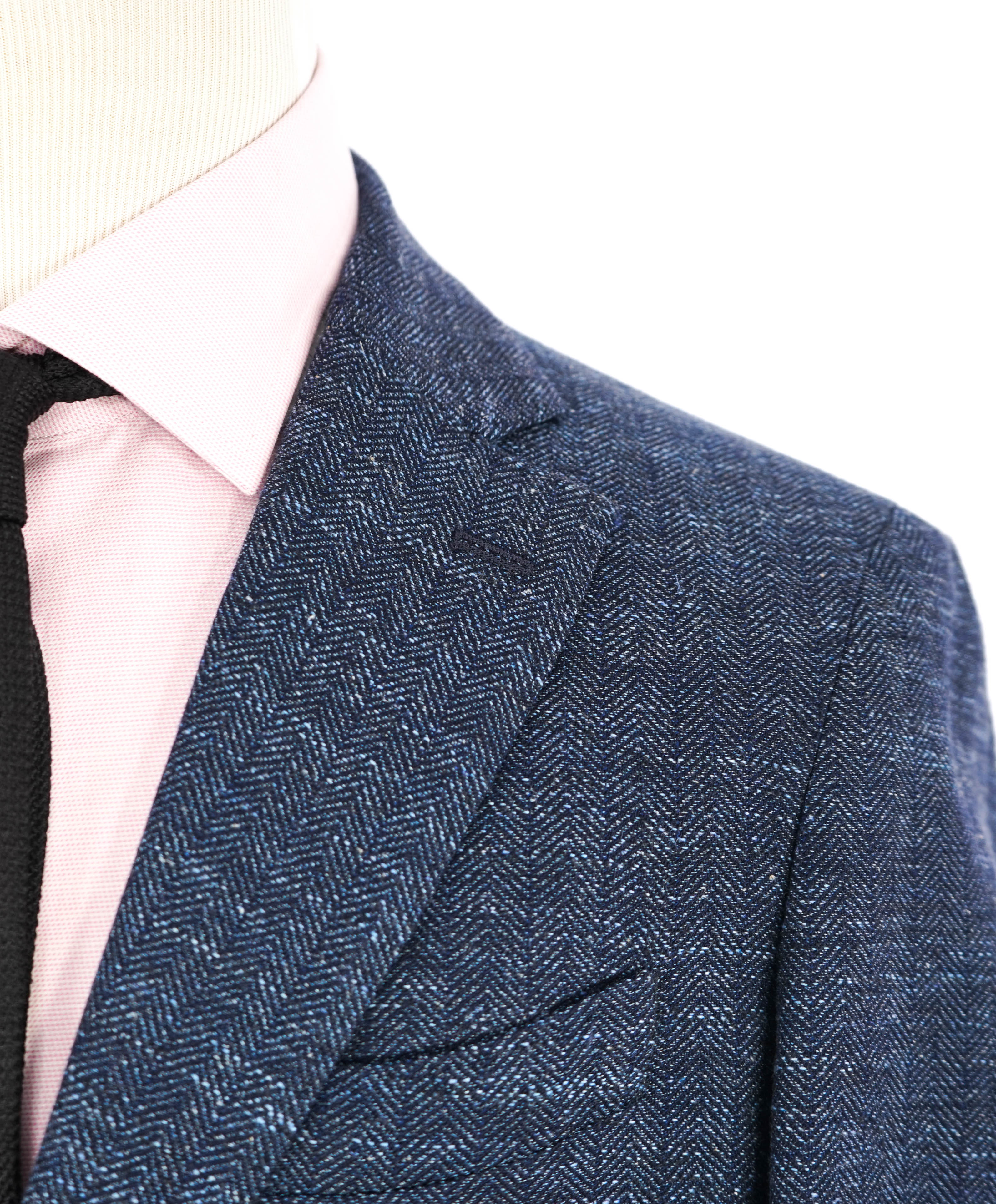 ELEVENTY - Blue Herringbone Semi-Lined LINEN/WOOL/COTTON Blazer - 40 (50 EU)