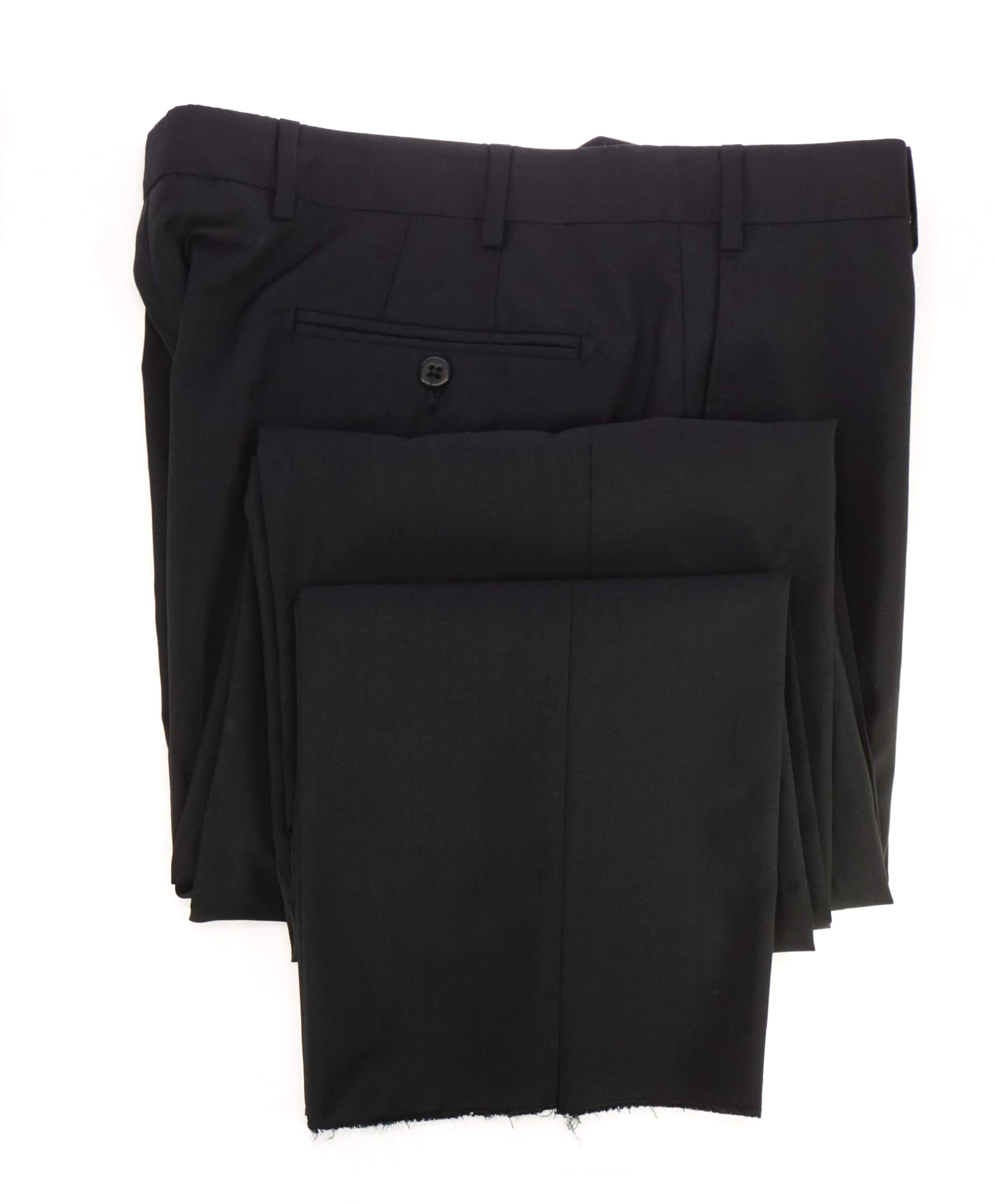 ZANELLA - “PARKER” Solid Black Wool Flat Front Pants - 35W